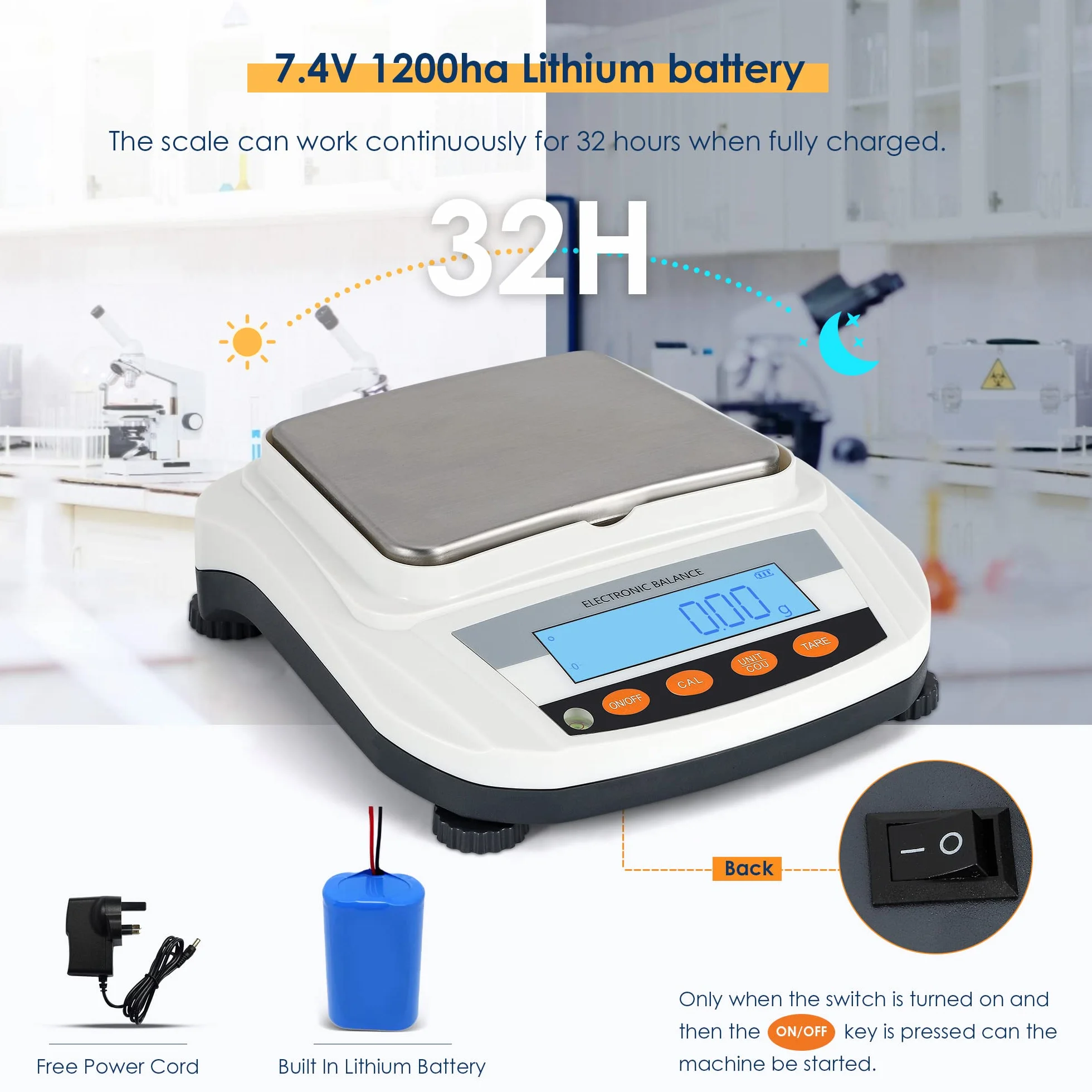 Bonvoisin Bilancia Analitica Laboratorio 3000g x 0.01g 17 Unità Conteggio Auto-Taratura