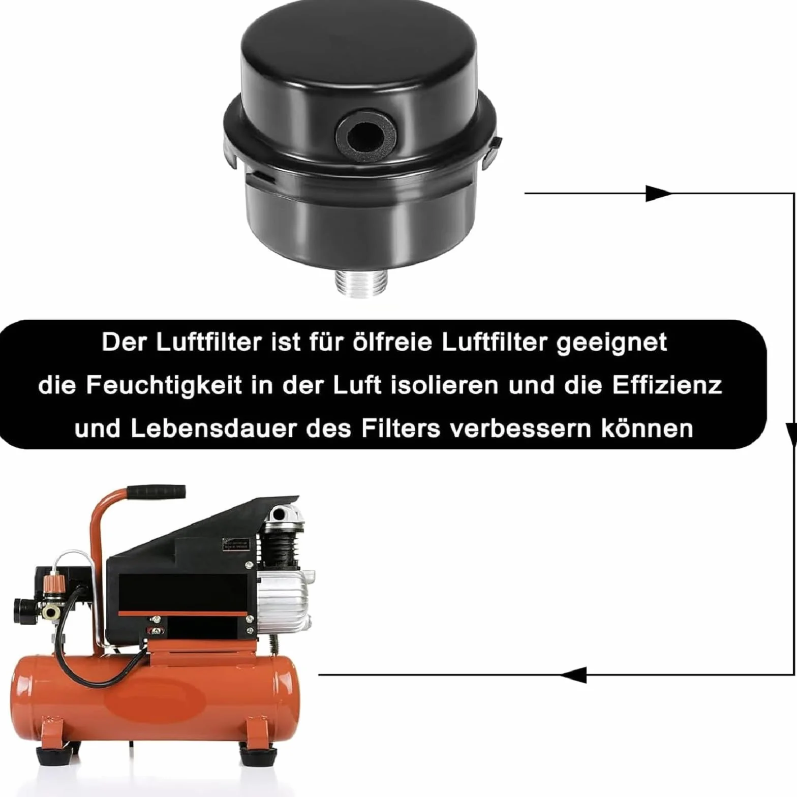 Filtro di Aspirazione Silenziatore Compressore D'aria 2 Pezzi 20mm Metallo 1/2" Filetto