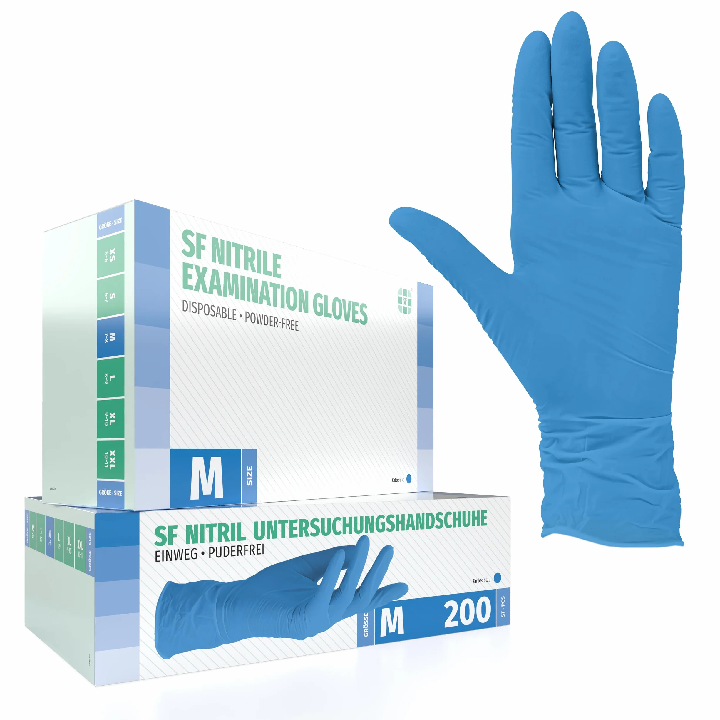 Guanti Nitrile M Blu 200 Pezzi Monouso Senza Lattice Senza Polvere