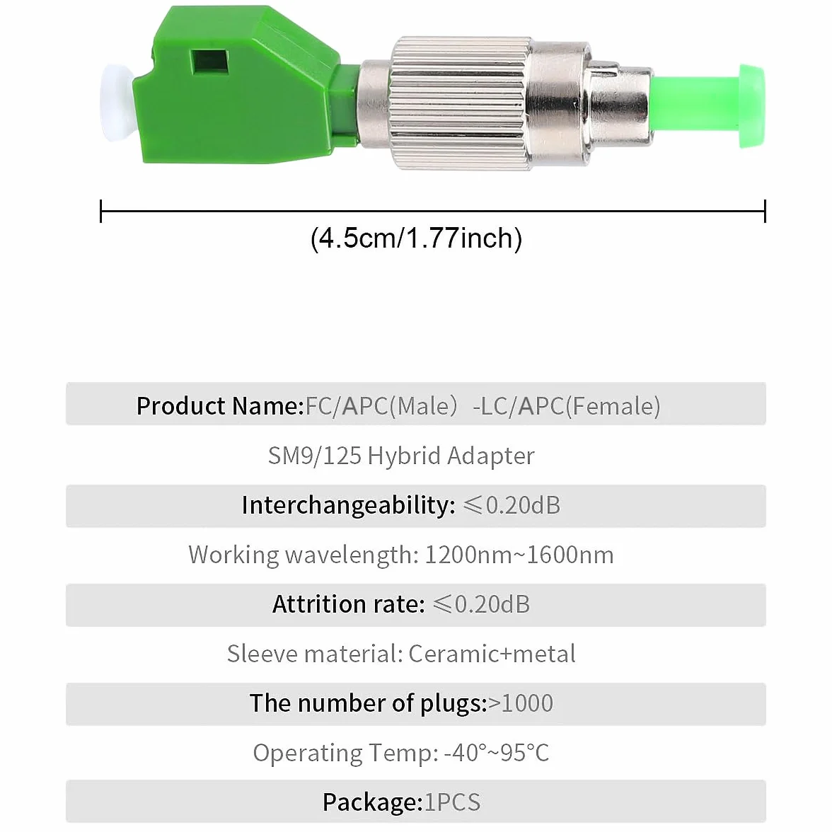 Localizzatore di guasti visivi da 50 mw con connettore FC/APC maschio a LC/APC, kit test VFL 50 km, tester in fibra ottica con adattatore FC a LC-SM9/125, Supporta connettori SC/FC/ST/LC