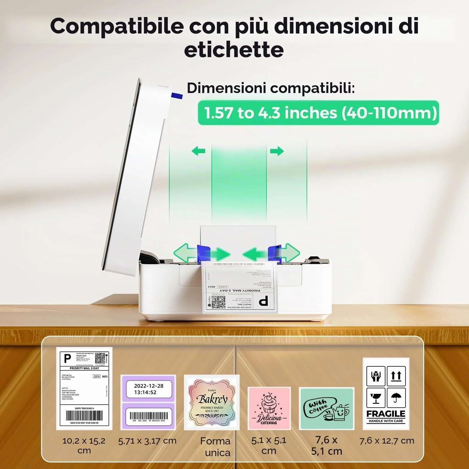 SVANTTO Stampante etichette spedizione ad alta velocità 4x6”, 180 mm/s, compatibile con i sistemi Windows/macOS/Android/iOS, stampa senza inchiostro, compatibile con UPS/Colissimo/Shopify/e-Bay/Vinted