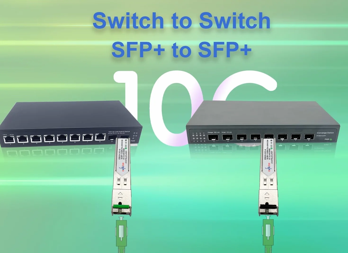 Elfcam 10Gbps SFP+ BIDI Transceiver Module SC Simplex Single Mode 20KM DDM Compatible Cisco Mikrotik D-Link