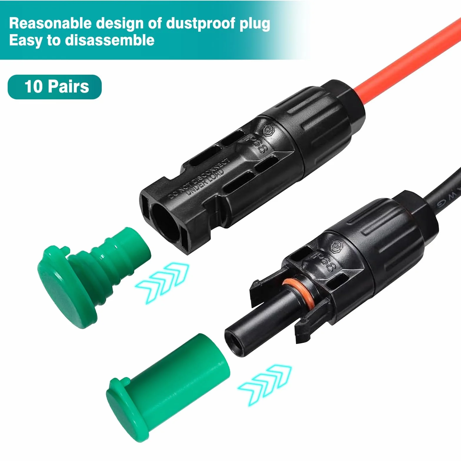 Jadeshay Cappucci per Connettori Solari,10 Paia Cappuccio Maschio e Femmina per Terminale del Cavo Pannello Solare e Inverter,Impermeabile e Resistenti alla Polvere Accessori per Pannello Solari