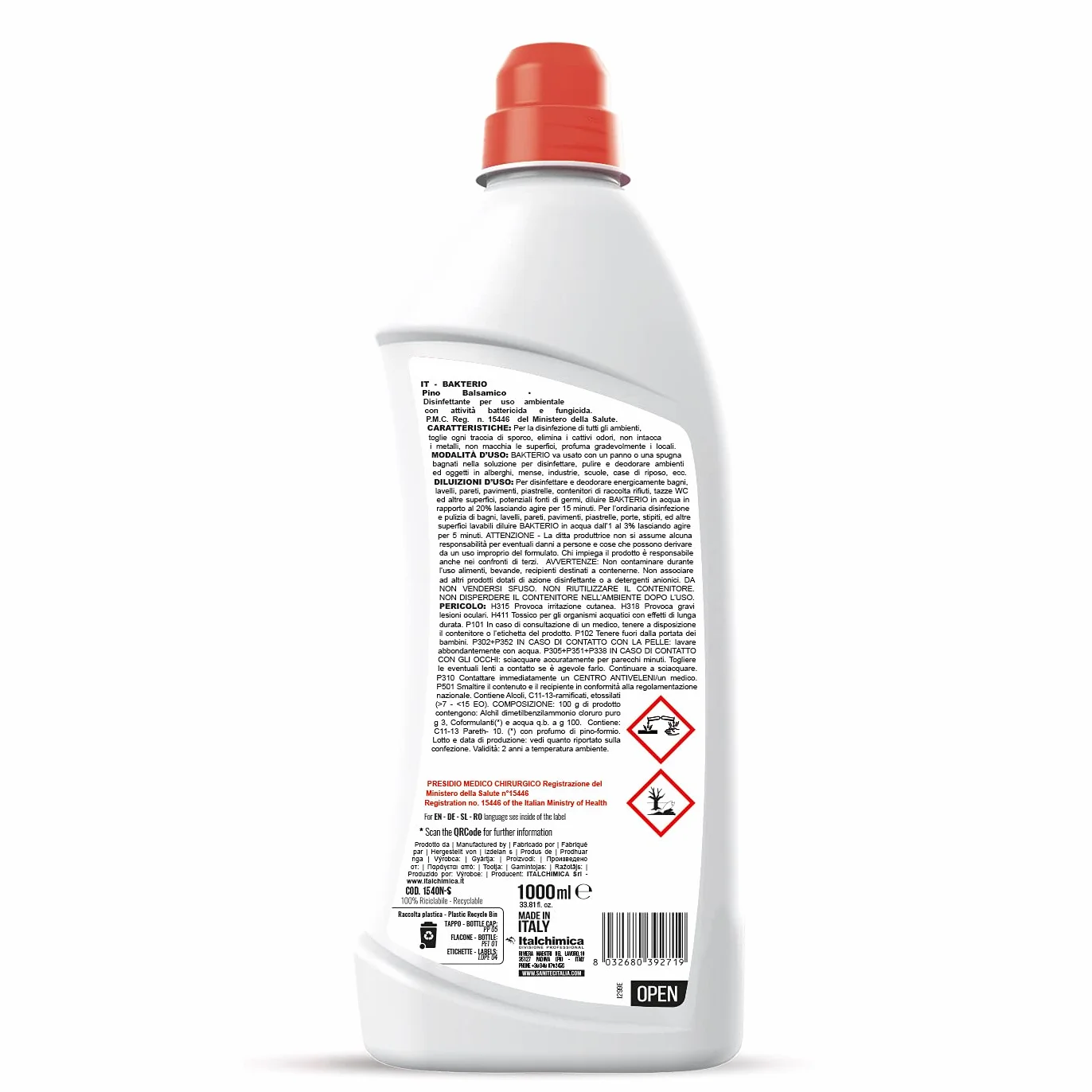 SANITEC Bakterio Disinfettante per Ambienti al Profumo di Pino Balsamico