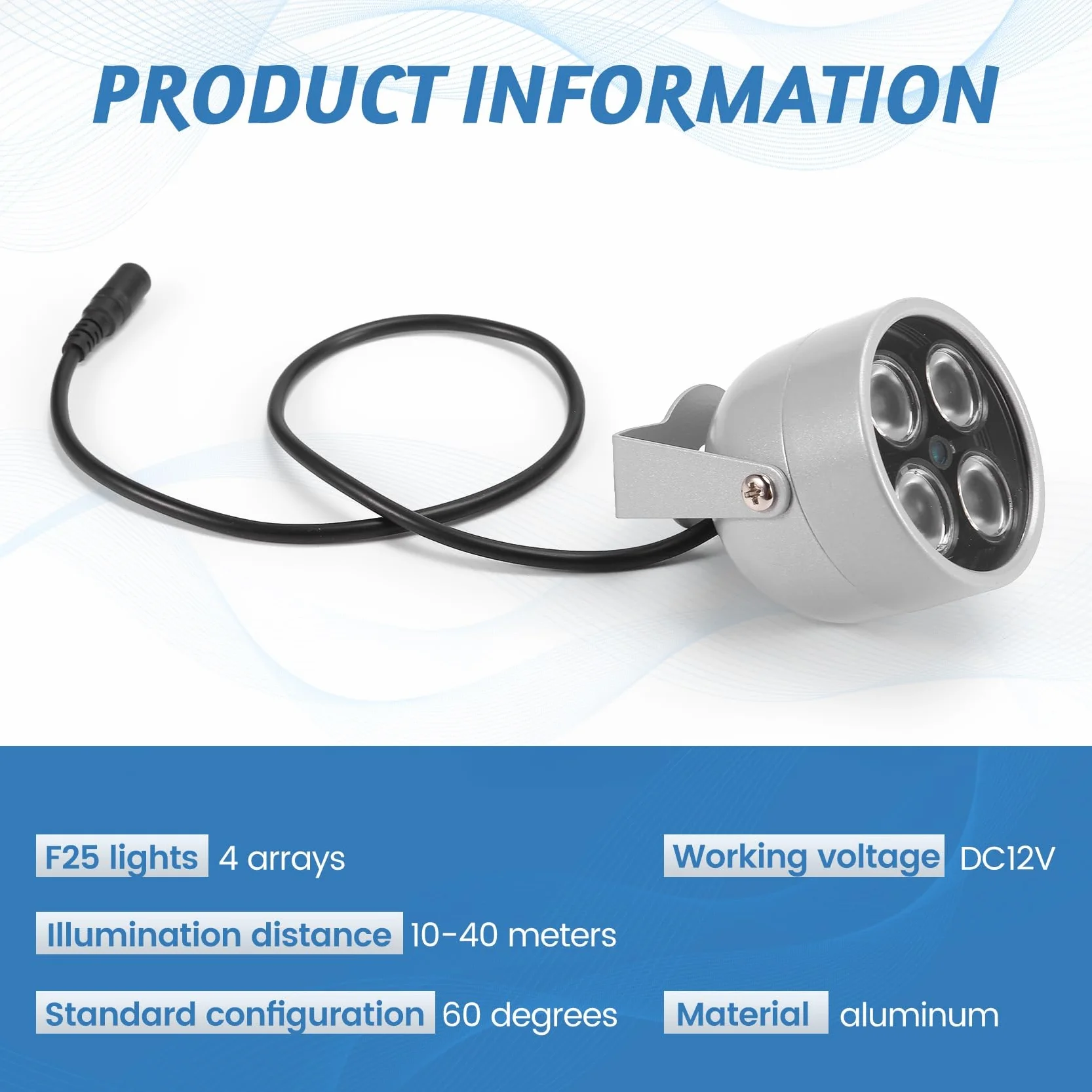 LED Infrarossi Impermeabile Visione Notturna Illuminatore IR Telecamera Sicurezza 12 V DC
