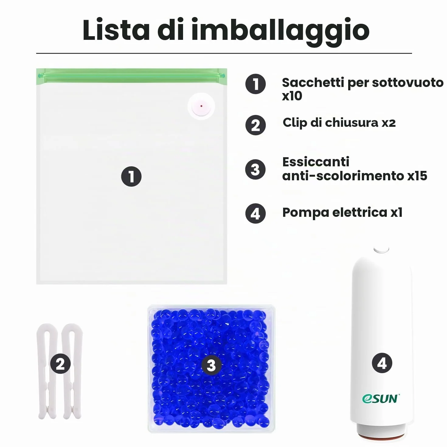 eSUN Upgrade Kit Sottovuoto, 10pz Stampante 3D Filamento Compressione Sottovuoto con pompa USB, riutilizzabile filamento a prova di umidità sacchetto sigillato sottovuoto