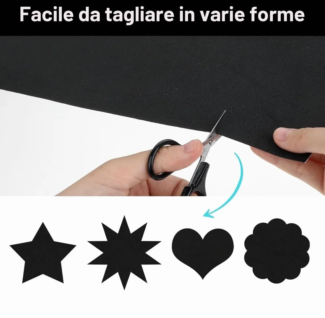 Gomma Eva Adesiva 6Pcs Pannello di Achiuma Autoadesivo nero 300mm x 200mm x 3mm Tappetino in Achiuma Eva Antiscivolo con Supporto Adesivo per DIY Mobili Porte Finestre Artigianato