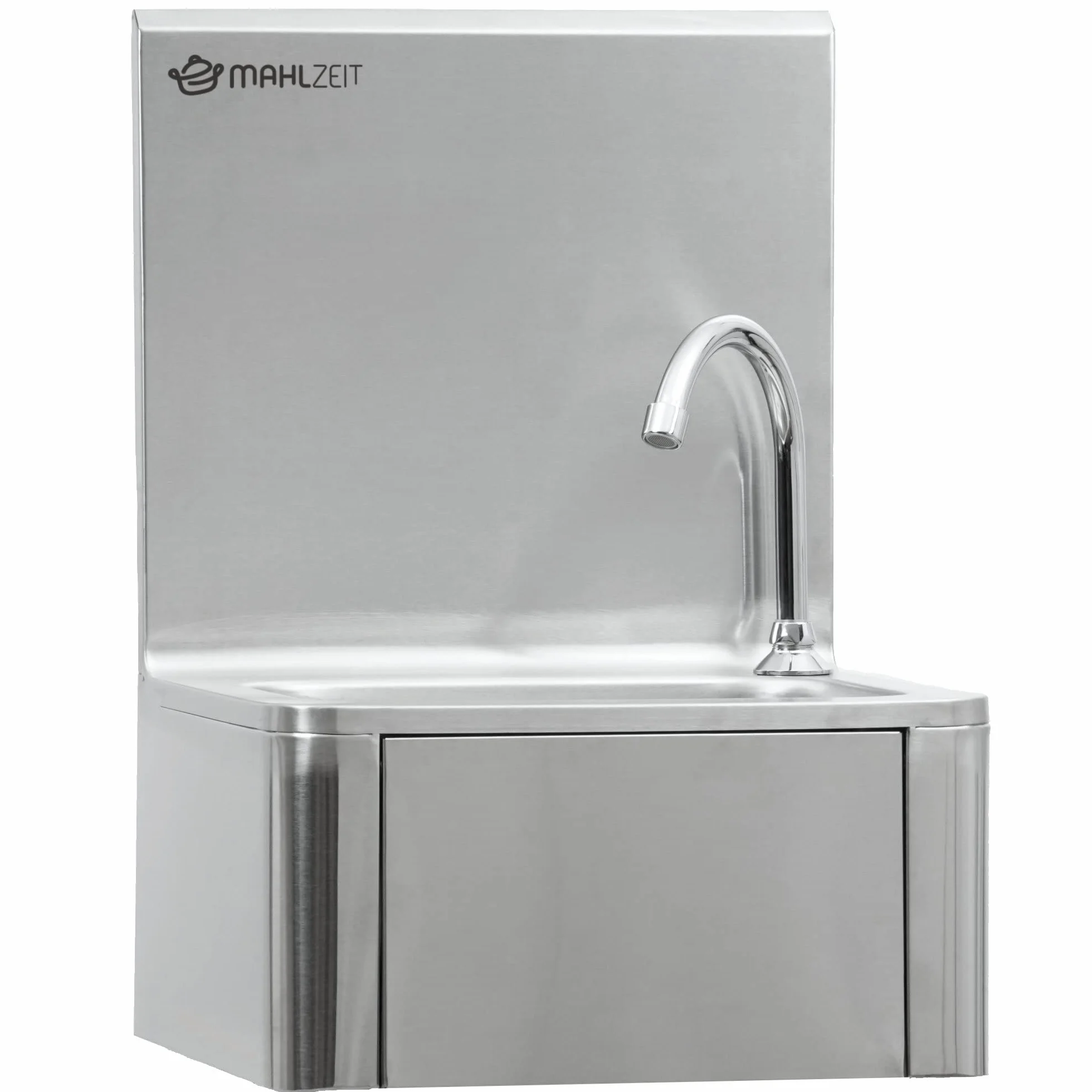 Mahlzeit Lavamani in acciaio inox con comando a ginocchio e distributore di sapone | Lavandino per il lavaggio igienico delle mani | Lavabo industriale, lavabo a parete per gastronomia, cucina e altro