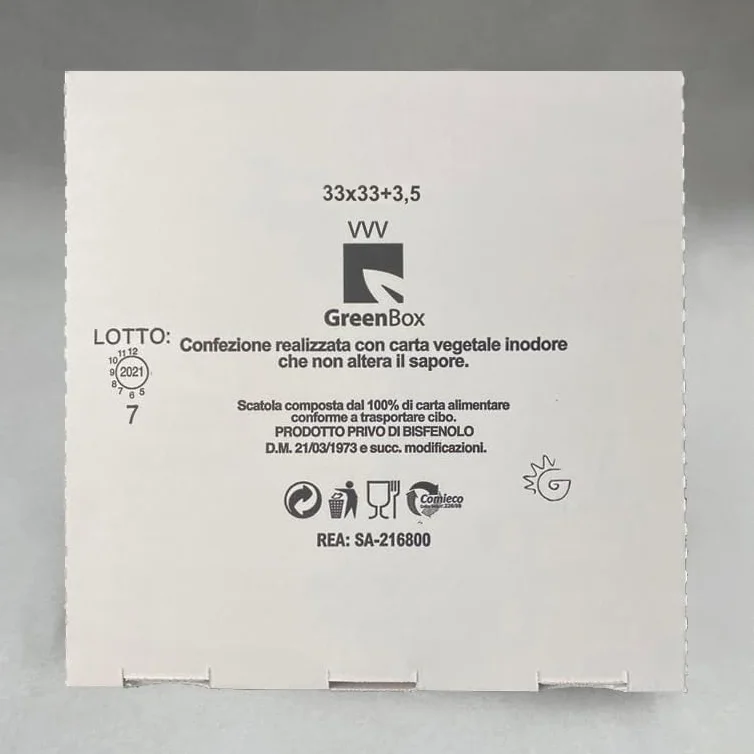 Scatole Pizza 33x33 h 3,5 cm Chiusura Americana Cartone Termico da Asporto