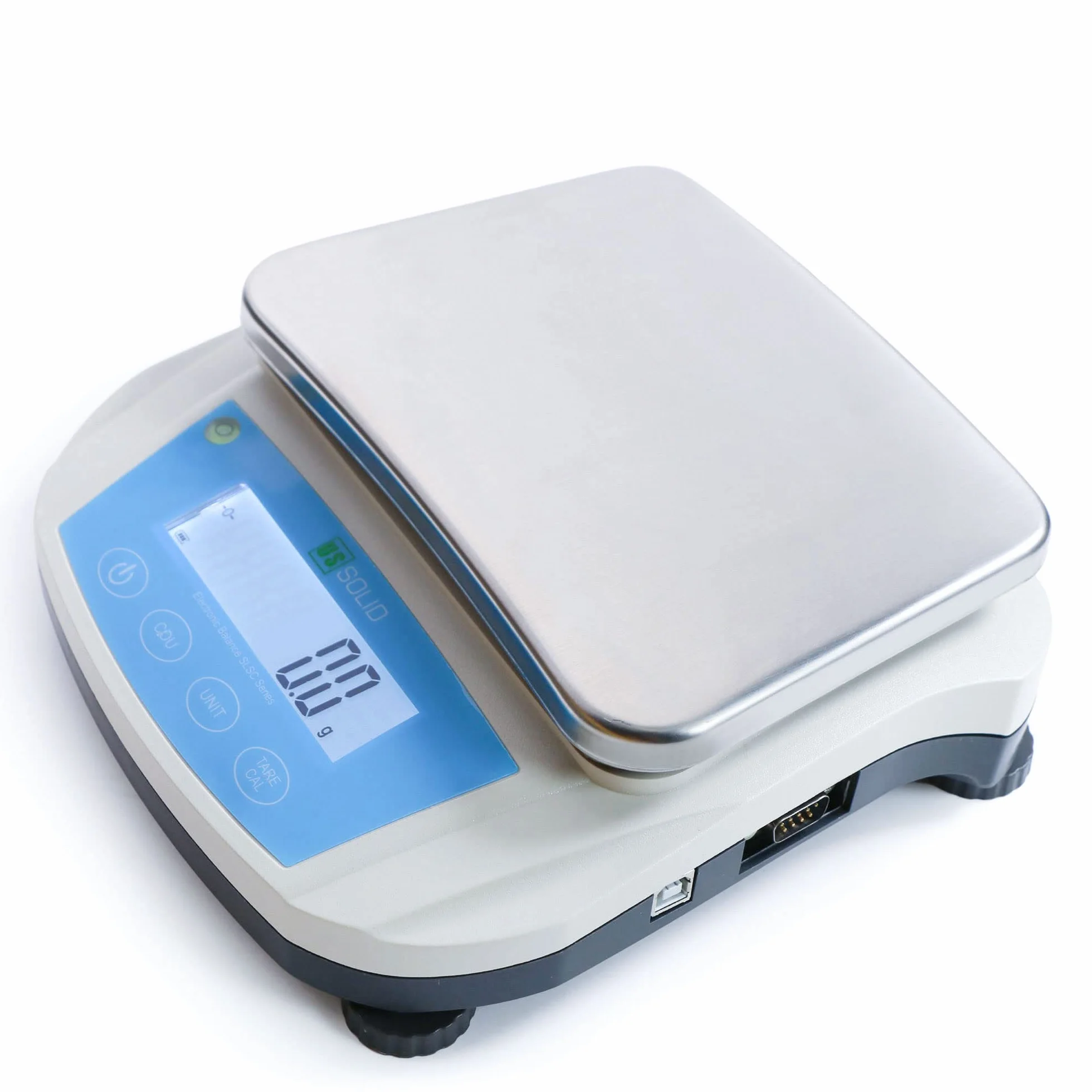 U.S. Solid Bilancia elettronica di precisione da laboratorio, 10 kg x 0,1 g, interfaccia RS232 e USB, alimentatore AC100V-240V e DC4x1,5V, 19 unità di misura