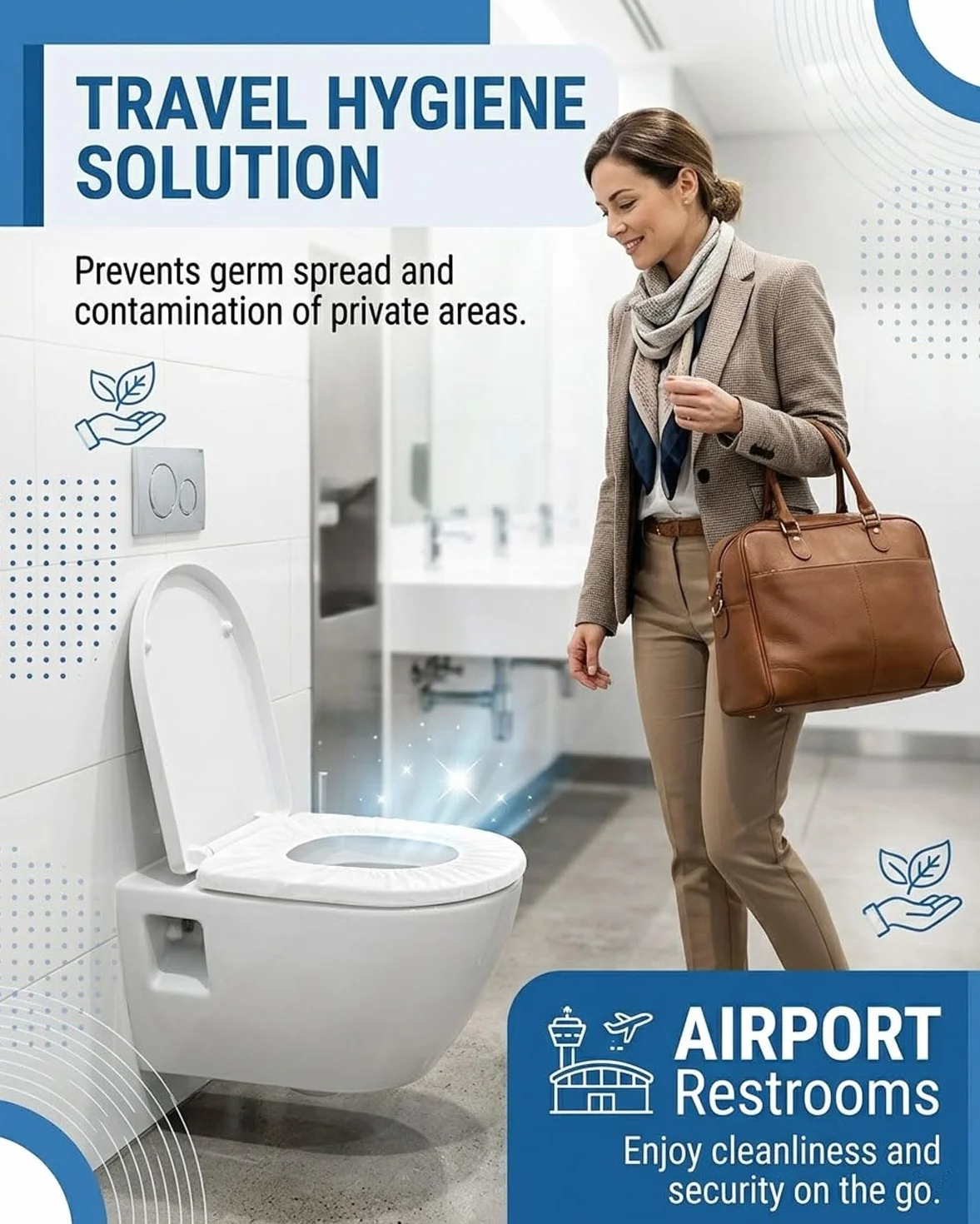 Copriwater USA e Getta Biodegradabili Impermeabili, Copri Tazza WC Monouso per Viaggi Campeggio
