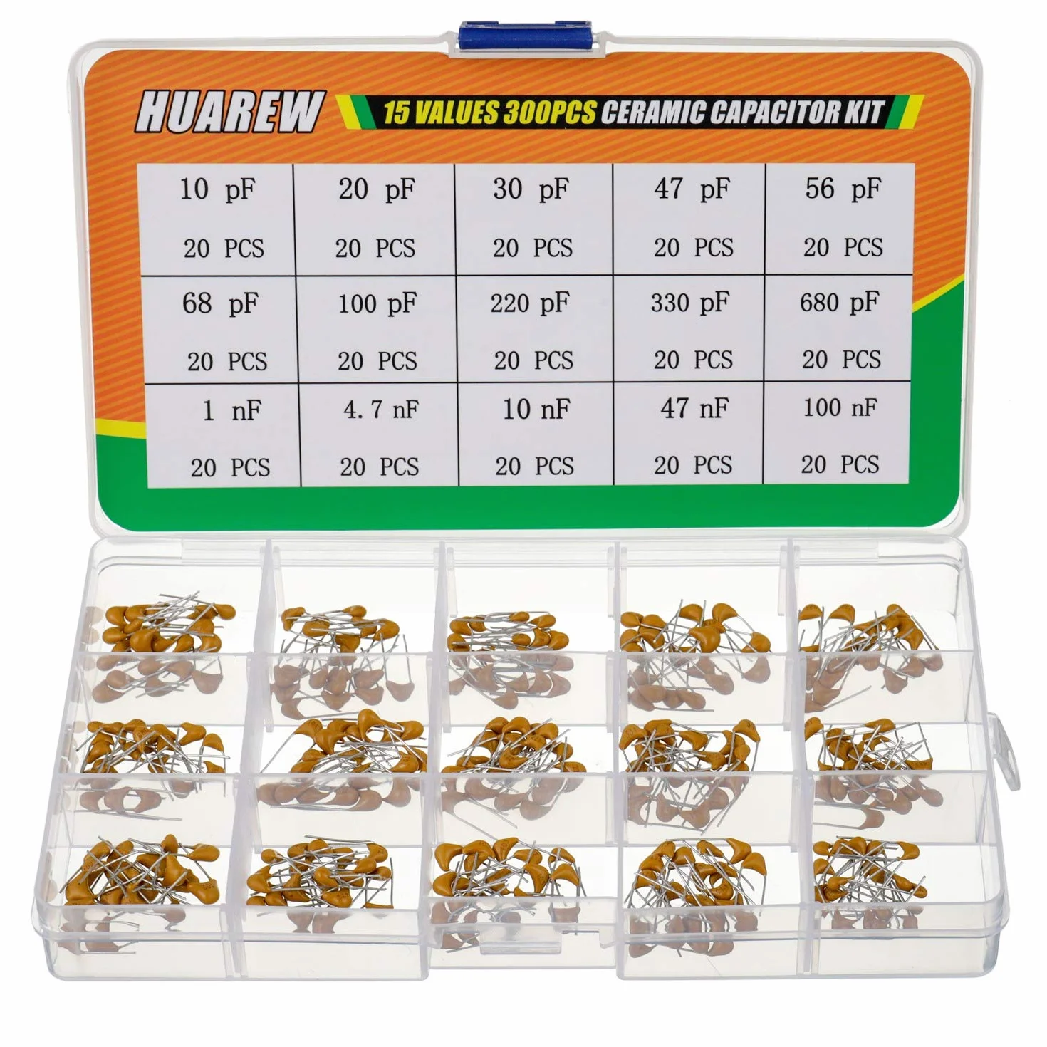15 Valori 300 pezzi Condensatore ceramico 10~680 pF e 1~100 nF kit di classificazione