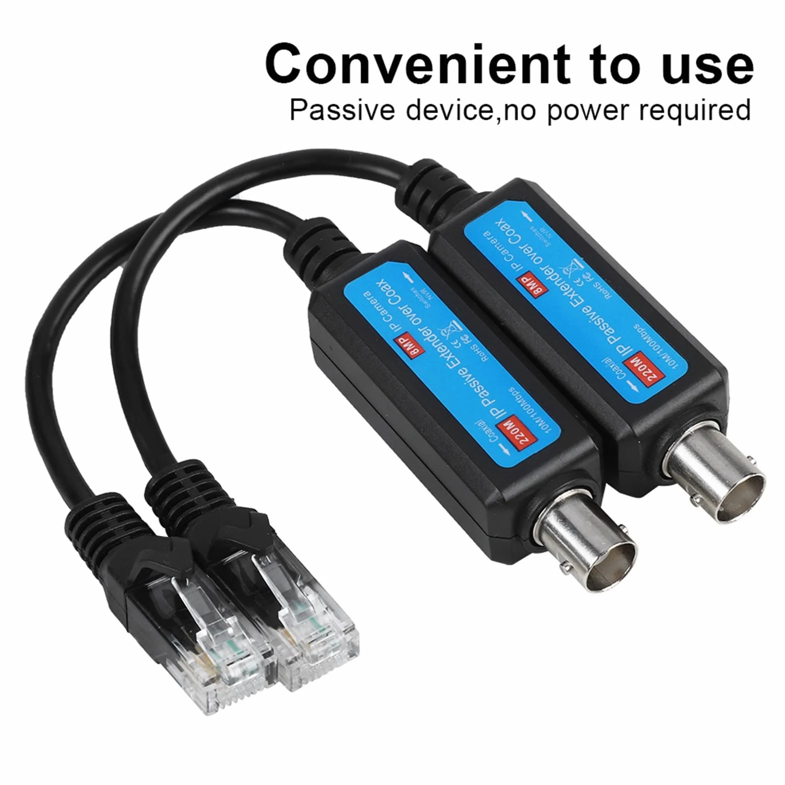 Extender Coassiale Coax over Ethernet Trasmettitore Ricevitore IP Passiva 10/100 Mbps 220 M