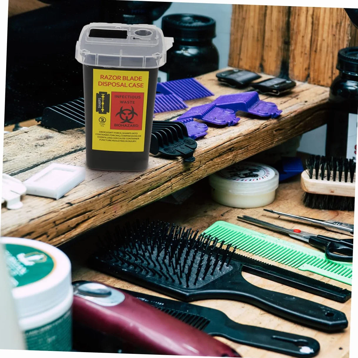Contenitore Porta Lame da Barba in Plastica Nera, 2 Pezzi Chiusura Sicura