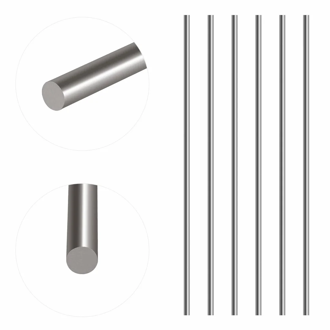 Glarks 6 pezzi 3 mm x 300 mm in acciaio inox tondo tornio Bar Stock per modellismo RC