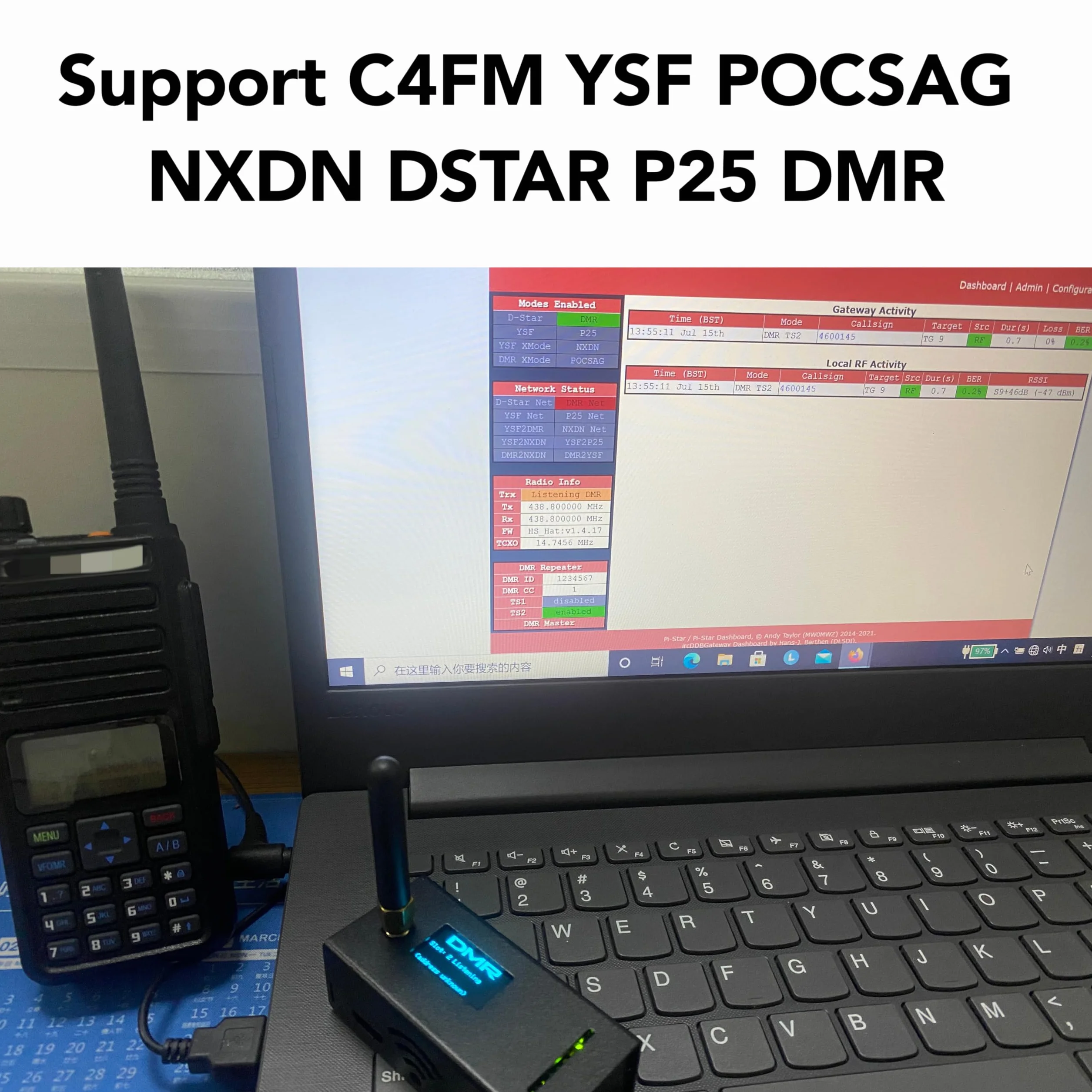 AURSINC 2025 V1.5.2 Hotspot MMDVM Stazione Radio WiFi Modem Vocale Digitale Integrato con Raspberry Pi Zero 2W, Supporta C4FM YSF POCSAG NXDN DSTAR P25 DMR, Pi-Star/WPSD