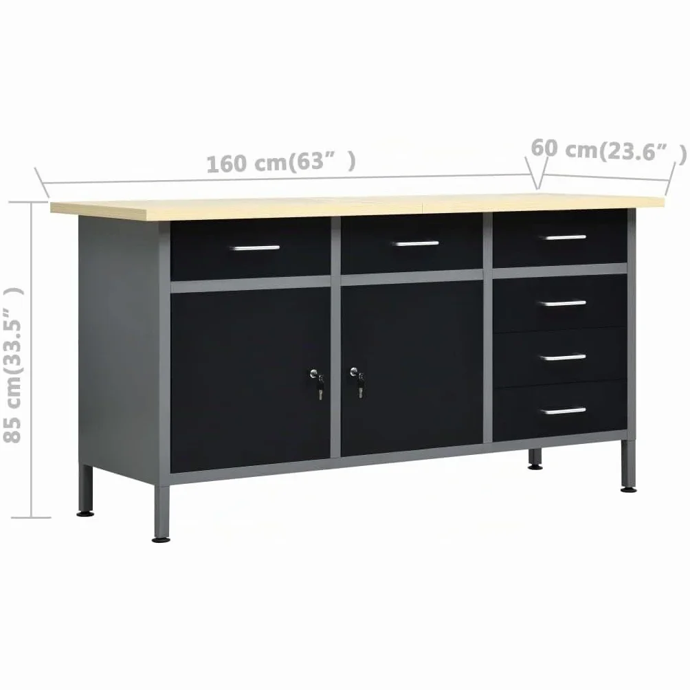 vidaXL Banco da Lavoro con 4 Pannelli a Parete Officina Fai da Te Garage Attrezzi Ferramenta Articoli Attrezzature Tavolo Falegname Bancone Bricolage