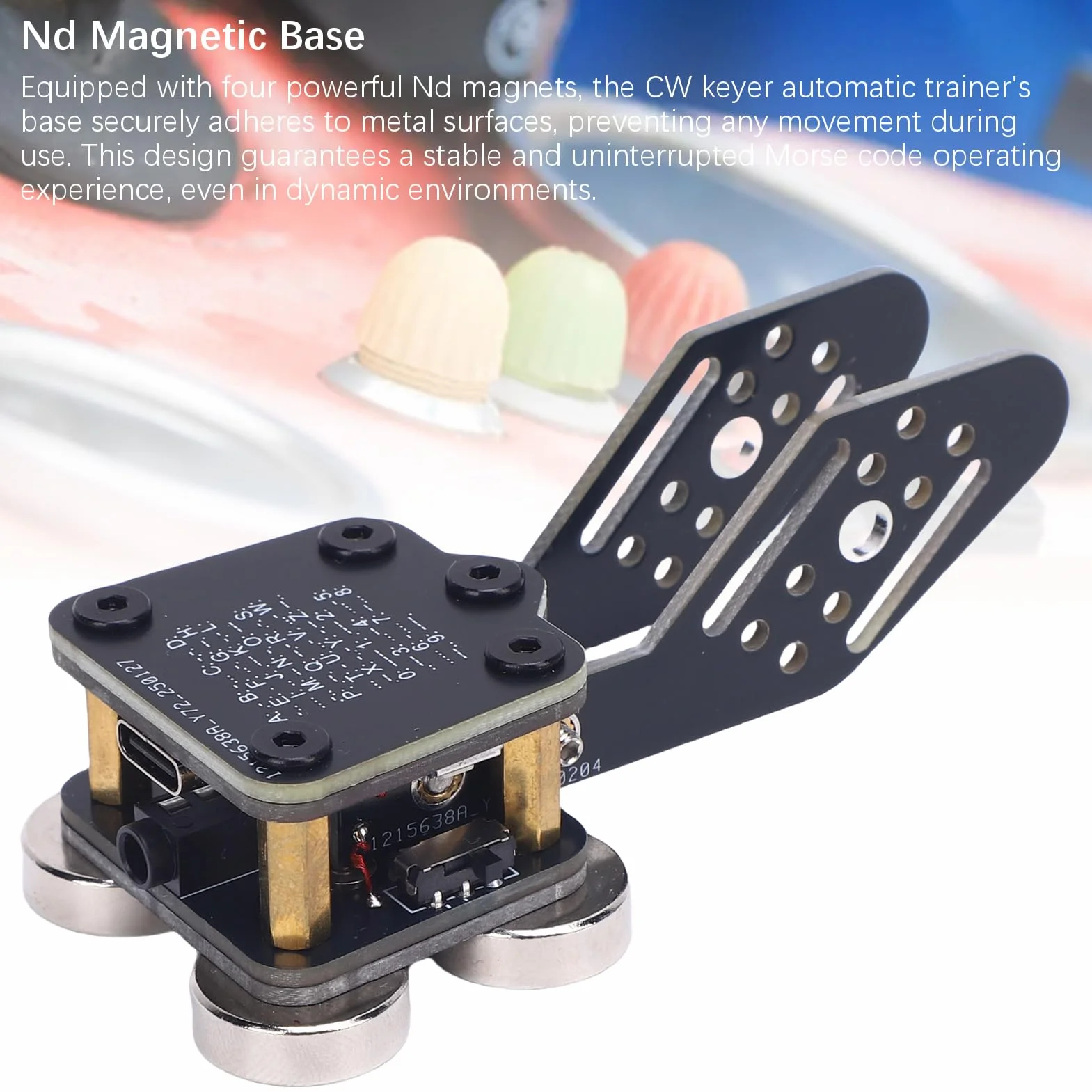 Chiave Codice Morse CW, Trainer Automatico con Chiave Codice Morse a Doppia Paletta, 4 Basi Magnetiche Nd PCB, per Funzionamento Radioamatore