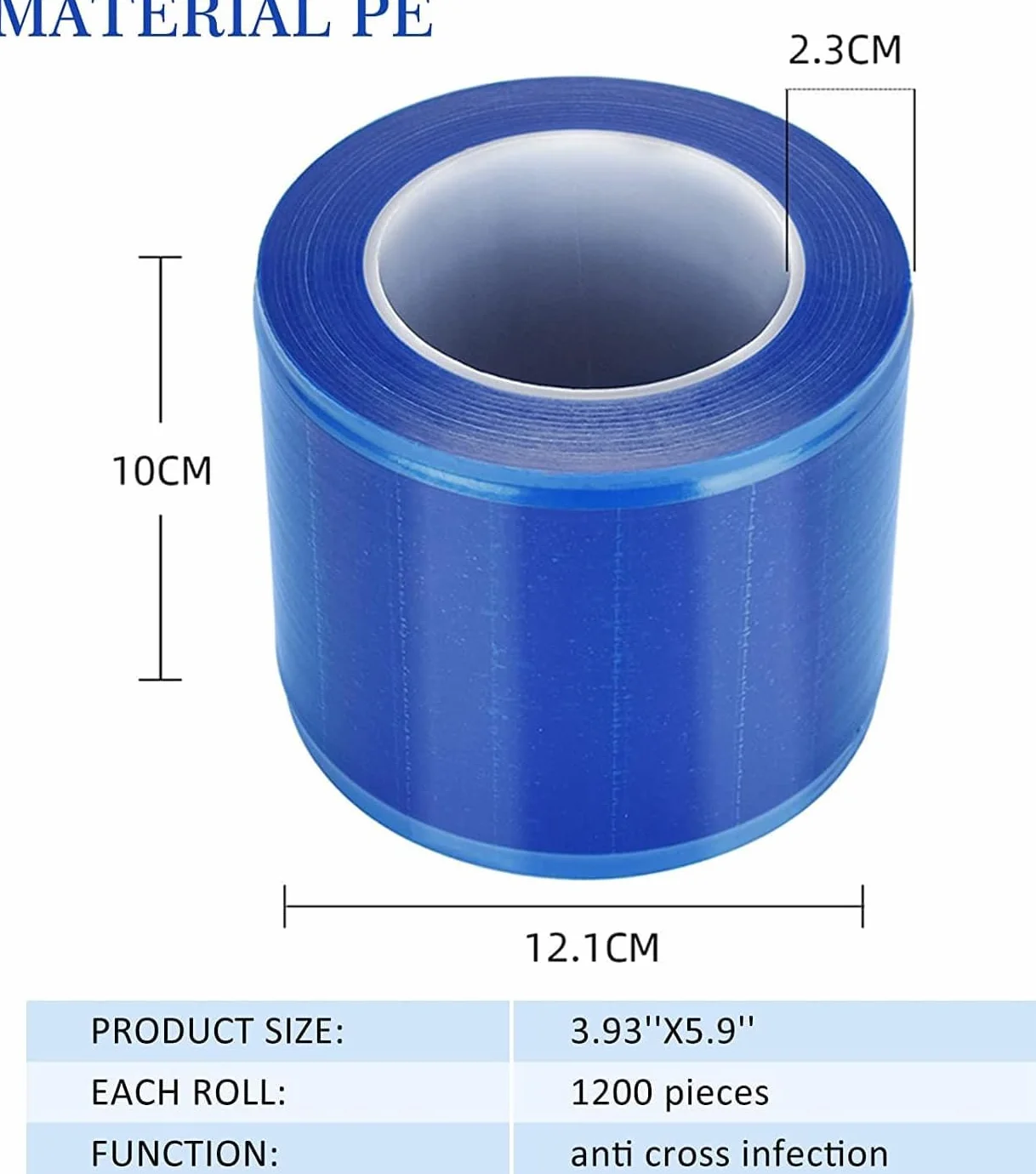 Pellicola Barriera - 1200 pezzi 15,2 x 10,1 cm Rotolo di Pellicola Barriera Pellicola Protettiva Monouso in PE Dentale per Proteggere Dalle Infezioni del Tatuaggio Dentale