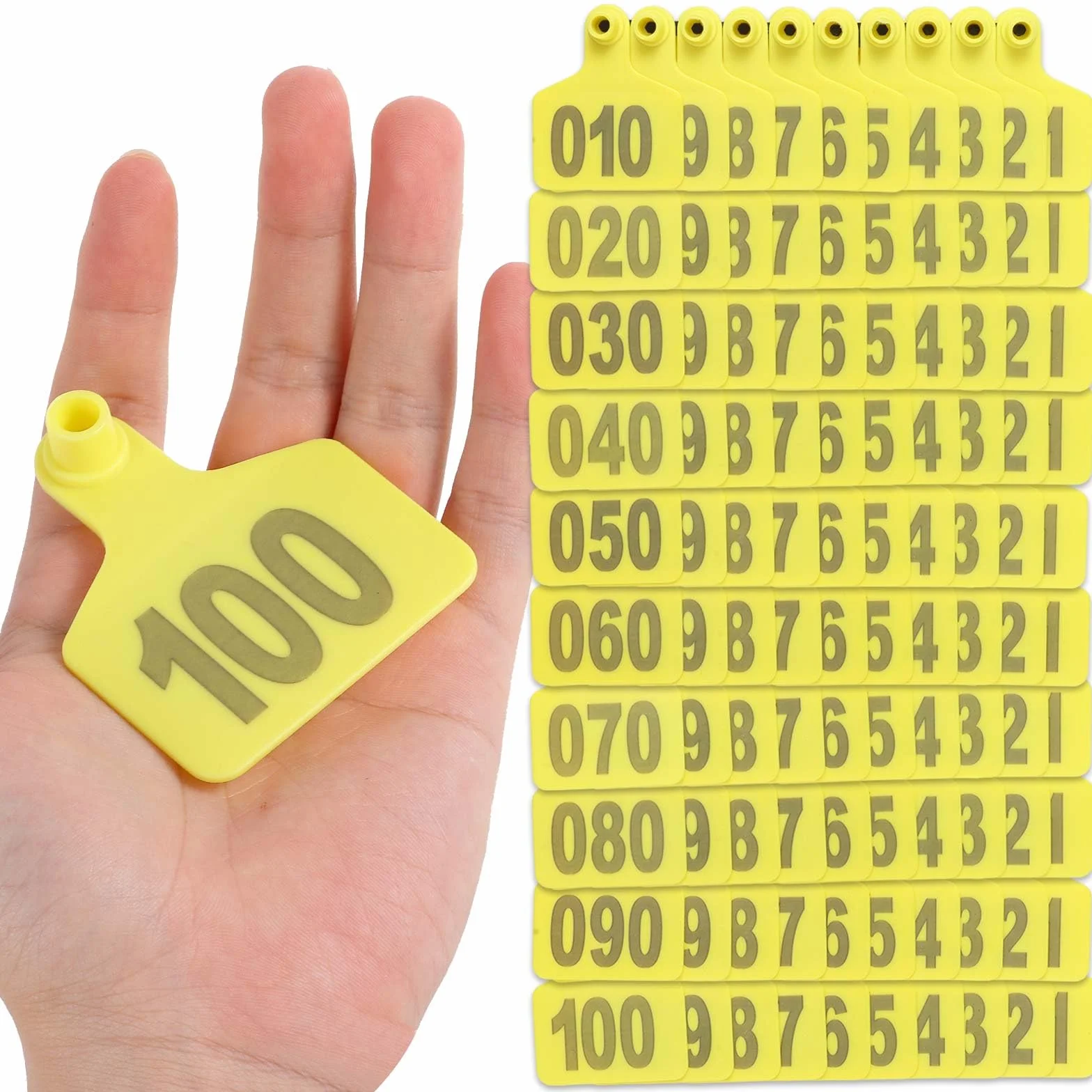 Etichette per orecchie per bestiame grandi dimensioni plastica 001-100 identificative mucca pecora capra