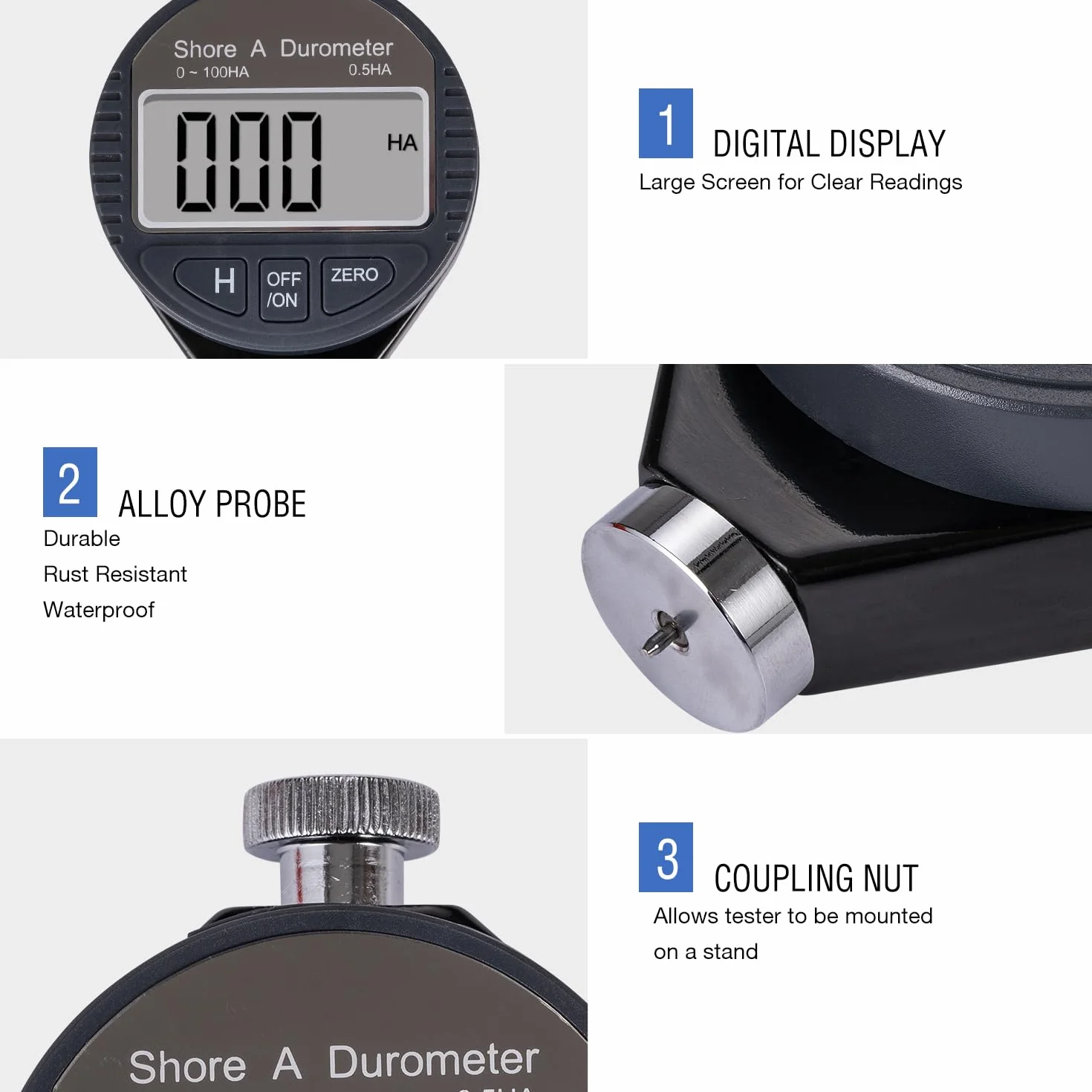 KATSU Tools Durometro Digitale Shore A 0-100HA Misuratore di Durezza Gomma Plastica LCD