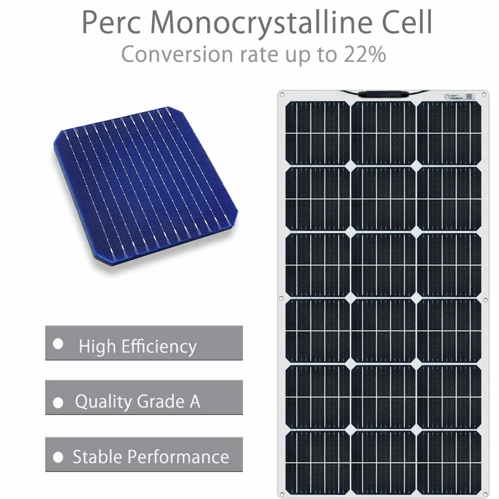 XINPUGUANG Pannello solare flessibile da 100 W 12V Kit modulo mono per barca, auto, roulotte, ricarica della batteria 12v (100)