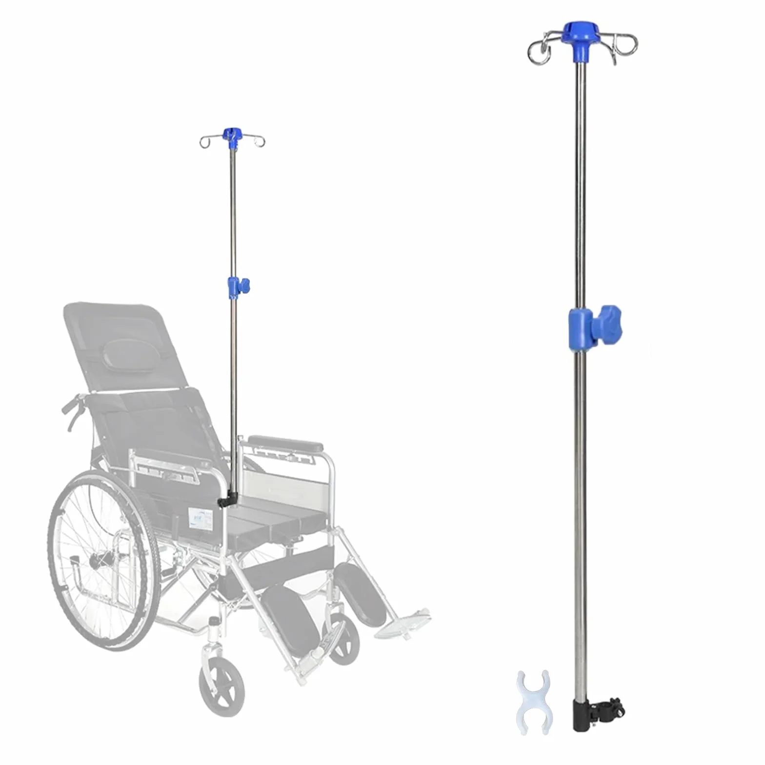 Supporto IV per sedie a rotelle e deambulatori, altezza regolabile da 89 cm a 149,9 cm, portatile