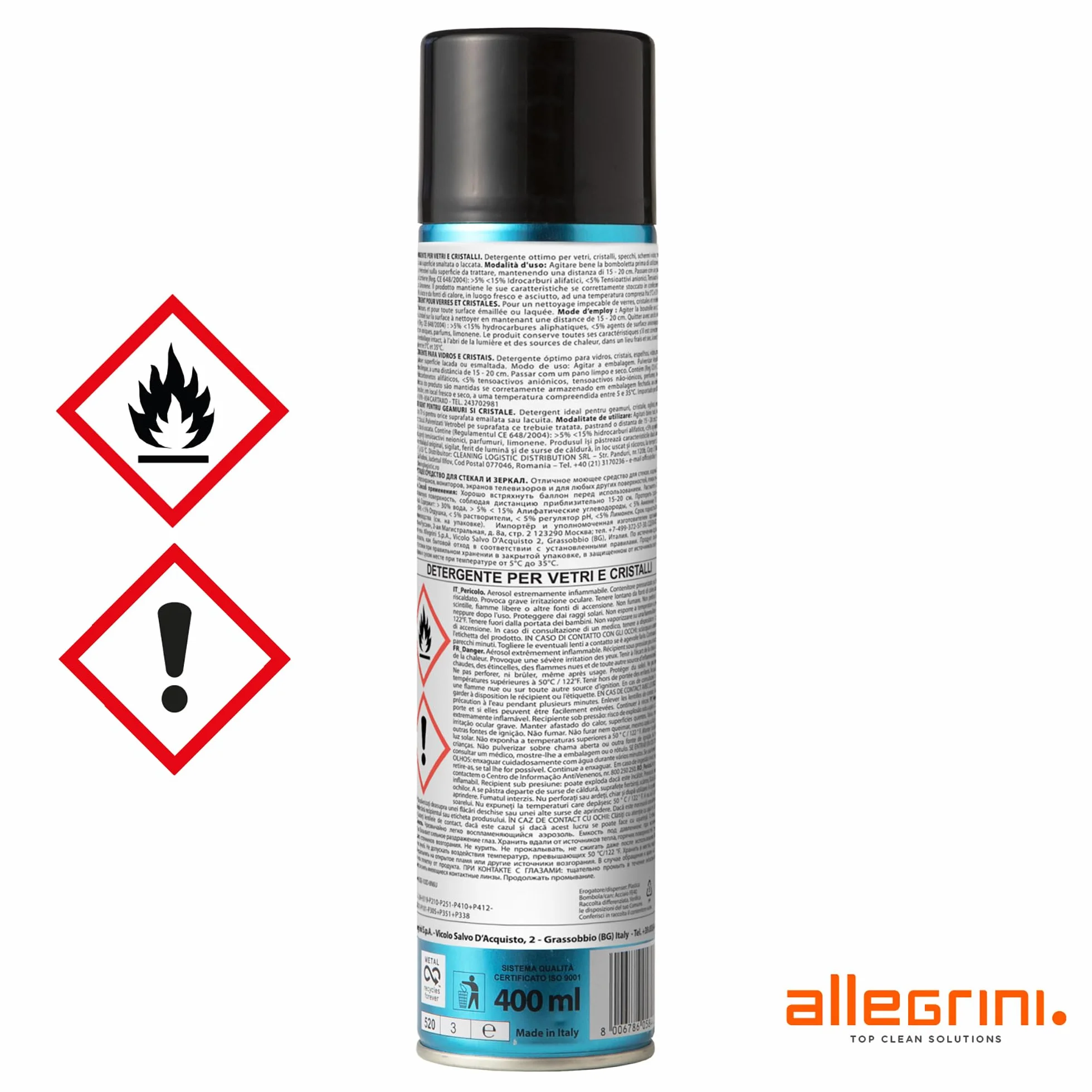 Allegrini Vetrobel Plus Spray Vetri Detergente Multiuso 400 ml