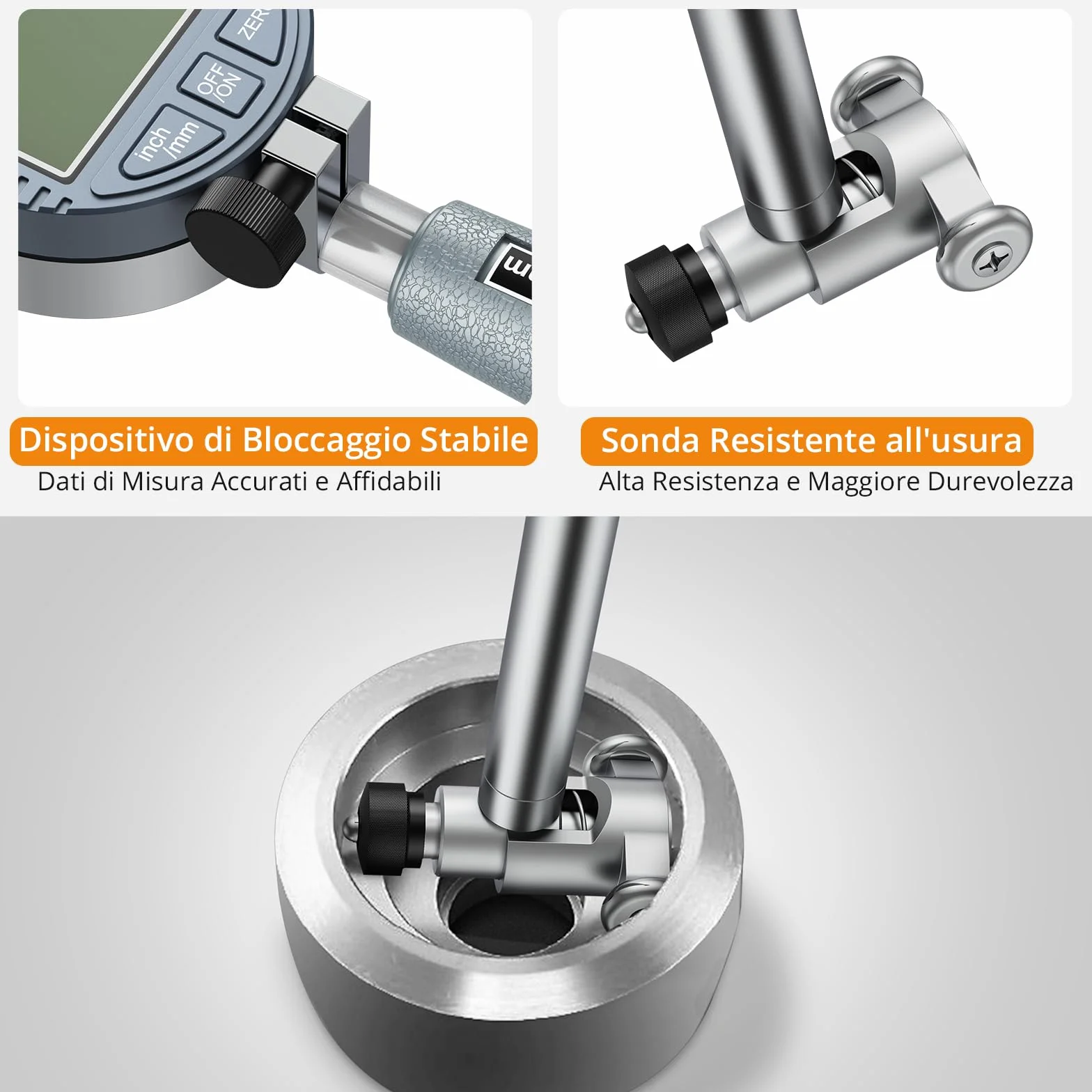 Neoteck Set di Comparatori per Alesaggio 18-160mm con Indicatore Digitale 0~12,7mm/0,5" e Custodia ABS