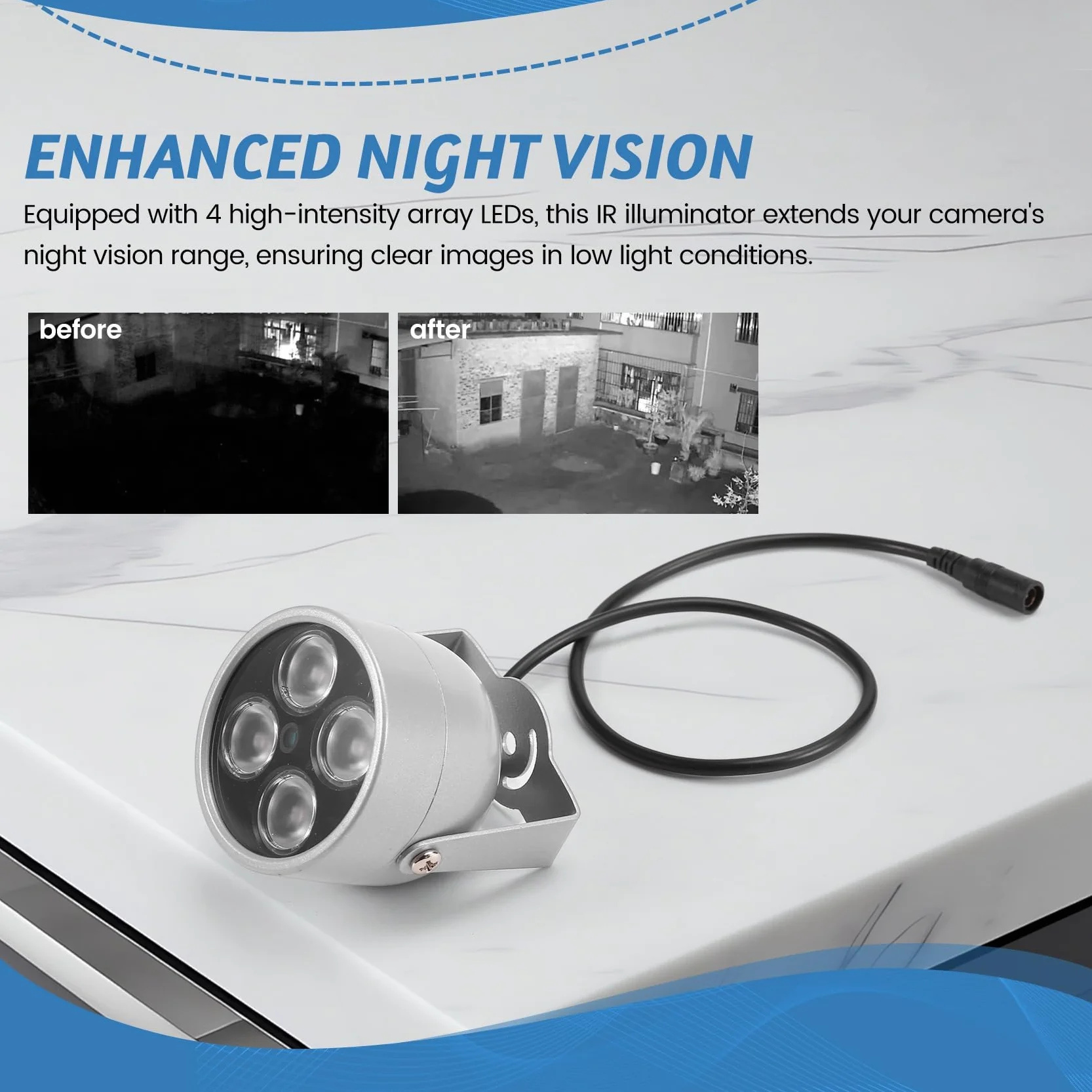 LED Infrarossi Impermeabile Visione Notturna Illuminatore IR Telecamera Sicurezza 12 V DC
