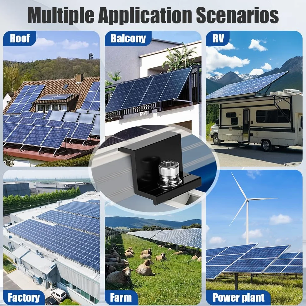 Kit Staffe Fotovoltaici 8 Pezzi per Montaggio su Tetto per Camper Barca Tetti