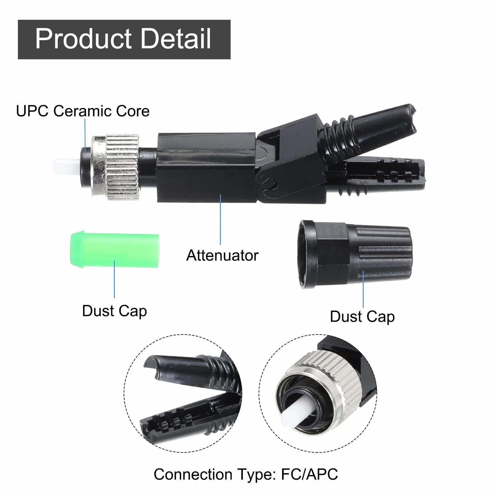 QUARKZMAN FC/APC Fibre Ottico Rapido Connettore Monomodale Fibre Cavo Rapido Connettore FC Veloce Connettori Adattatore per CATV Rete 2pz