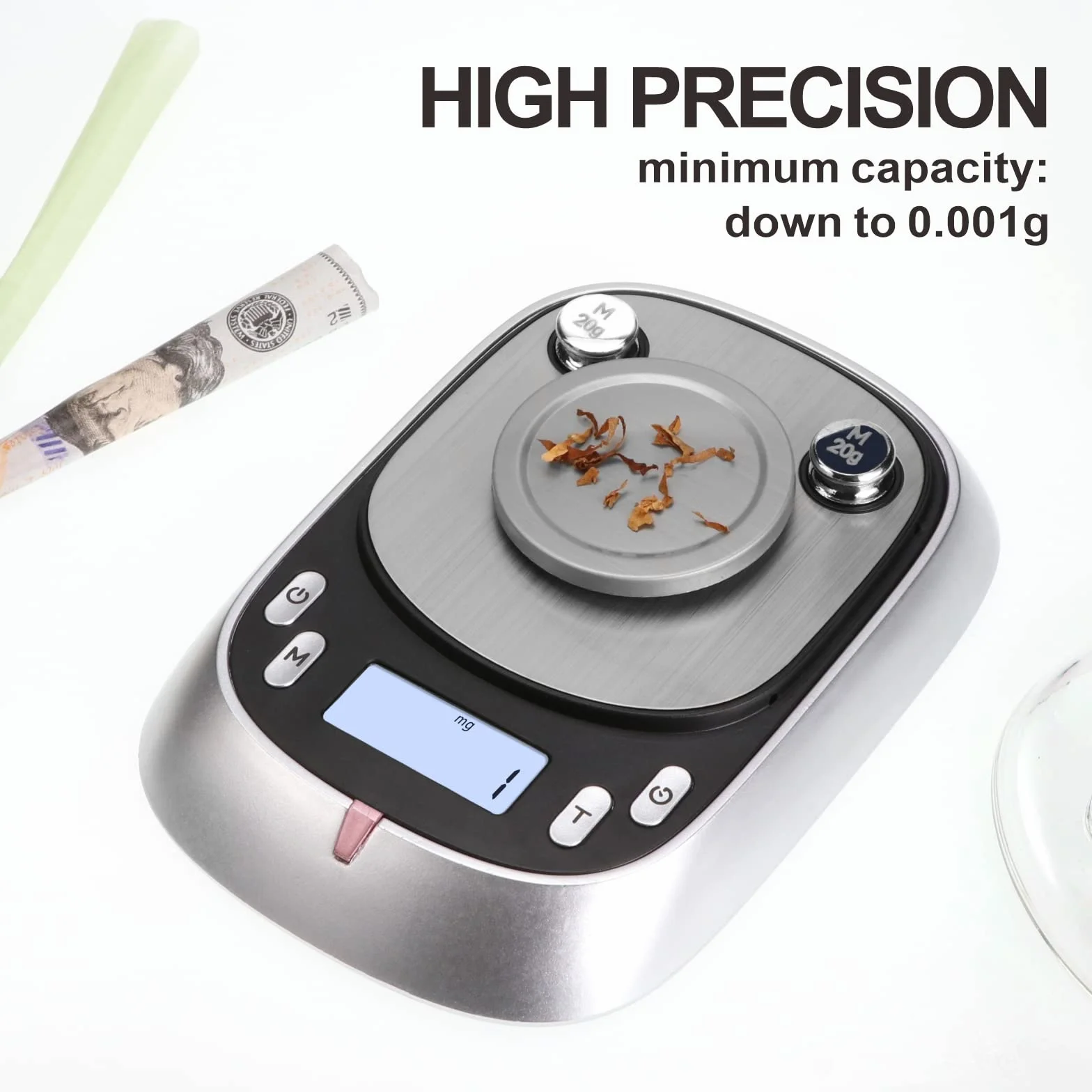 Bilancia Milligrammi 50g-0.001g Alta Precisione Retroilluminazione LCD Funzione Tara