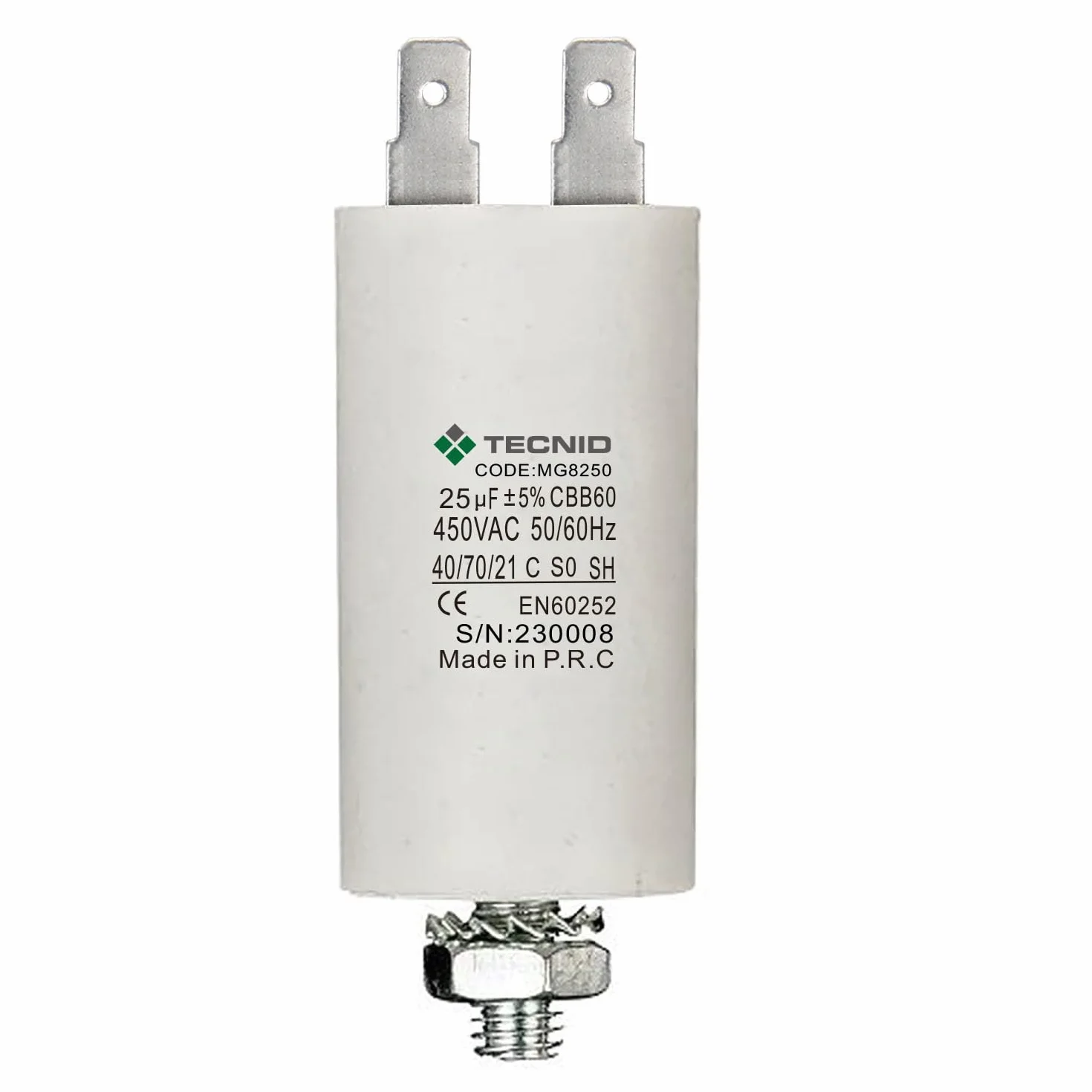 Condensatore di spunto per motori elettrici 450V 25µF 4 pin M8