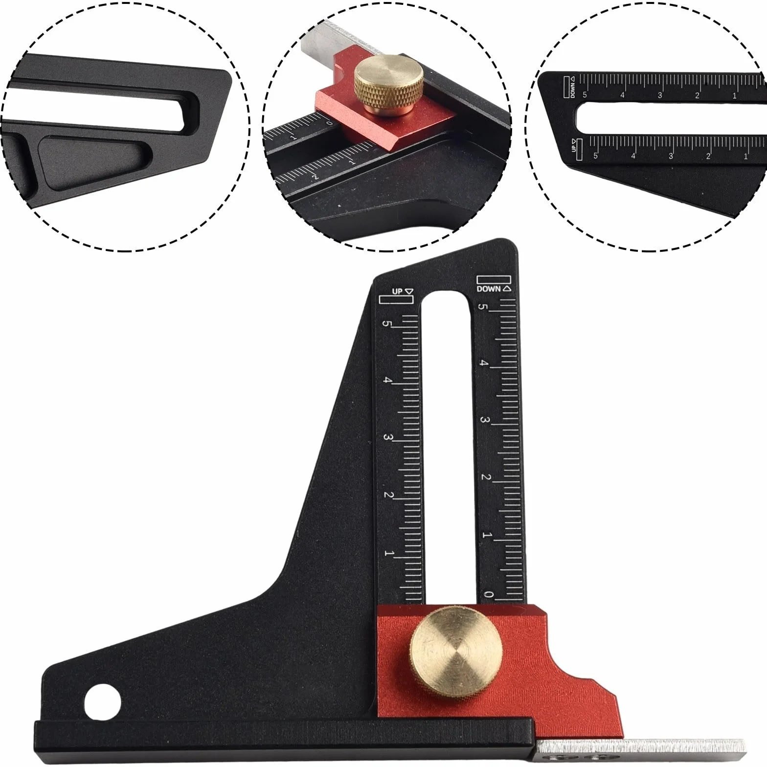 Strumento di misurazione profondità altezza lega alluminio scala metrica 0-55 mm per sega regolazione macchina lavorazione legno