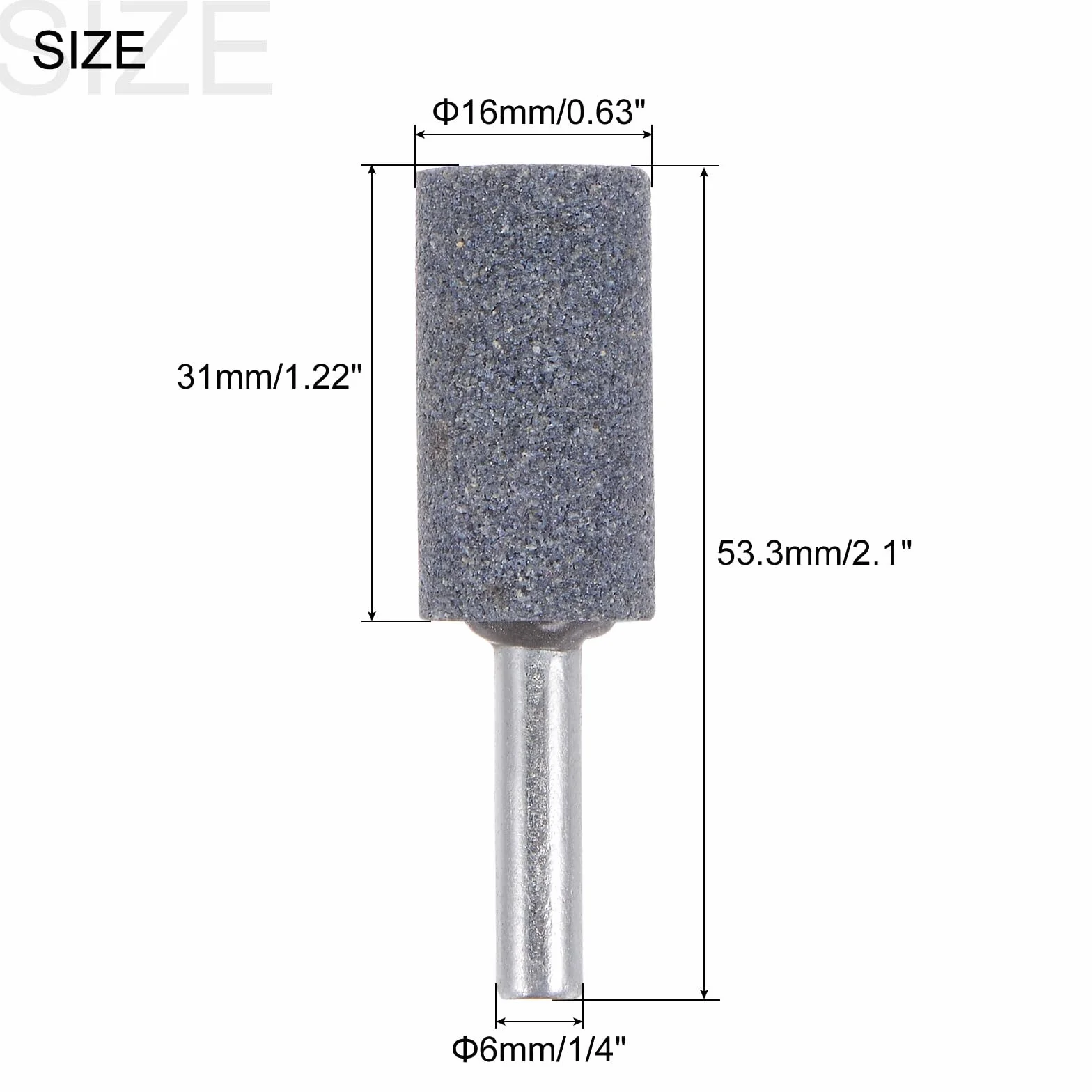 QUARKZMAN 6pz Pietra Montata Abrasiva 1/4" Asta 0.63" Dia Cilindrico Corindone per Rettifica e Lucidatura