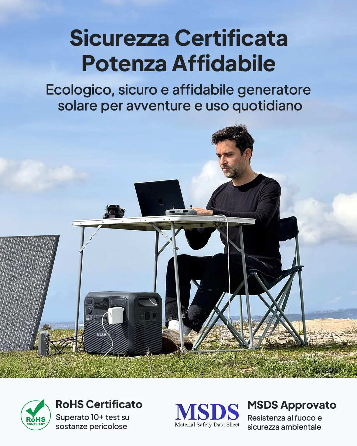 BLUETTI Elite 200 V2 Generatore (2025 nuovo) con 200W Pannello Solare, Centrale Elettrica Portatile 2073,6Wh, 2 Uscite AC 2600W, Batteria LFP 17 Anni, Energia di Emergenza per Interruzioni di Corrente
