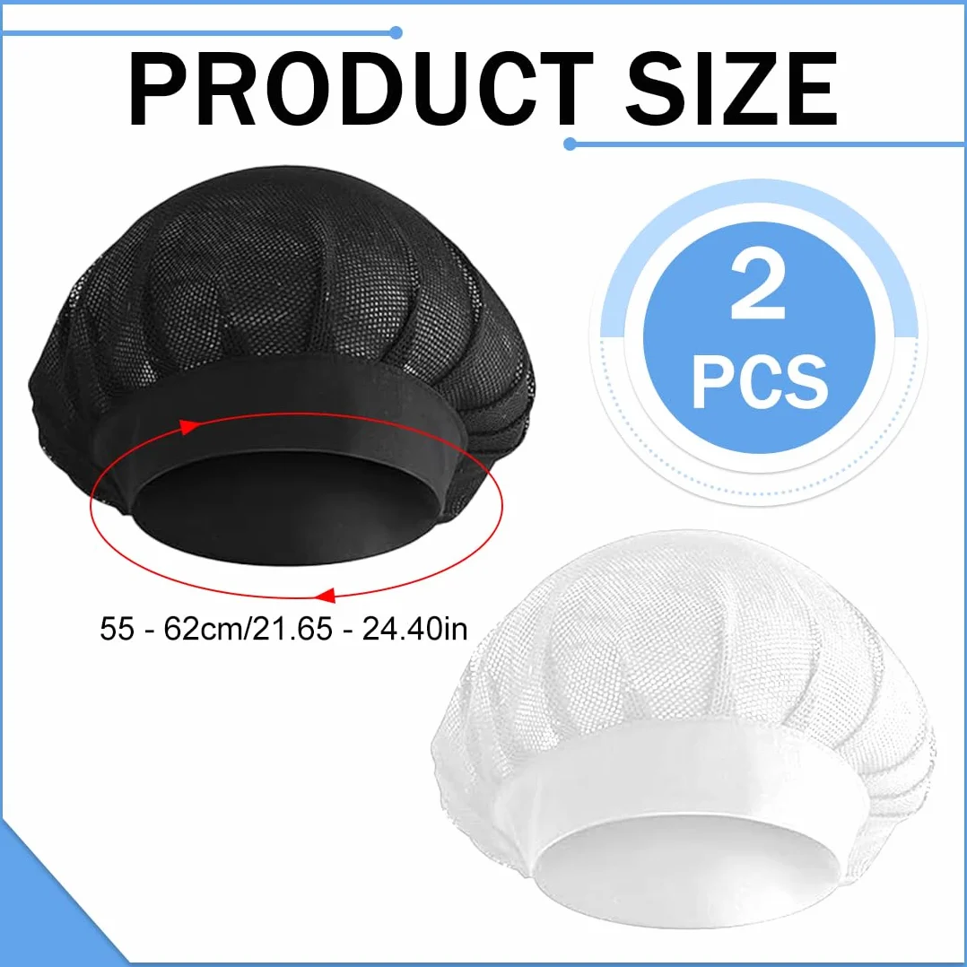 Cappello da Cuoco 4 PCS Cuffia Cucina Regolabile Retina per Capelli Riutilizzabile Berretto Ristorante Bianco e Nero