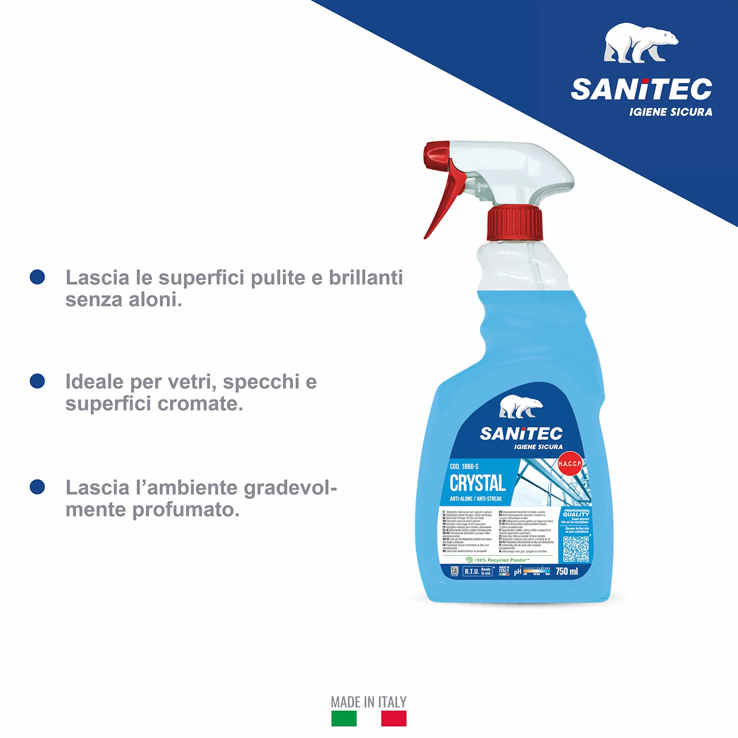 Sanitec Crystal Anti Alone Detergente Multiuso Profumato 750 ml