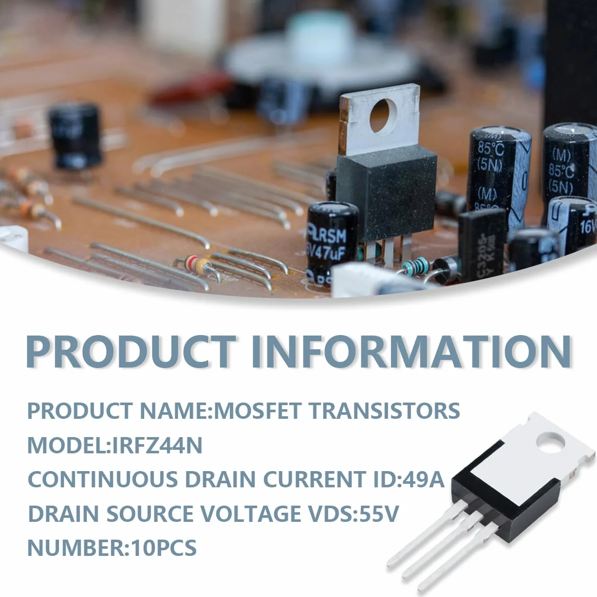 Transistor MOSFET IRFZ44N 49A 55V TO-220 Canale N MOSFET di Potenza a Effetto di Campo