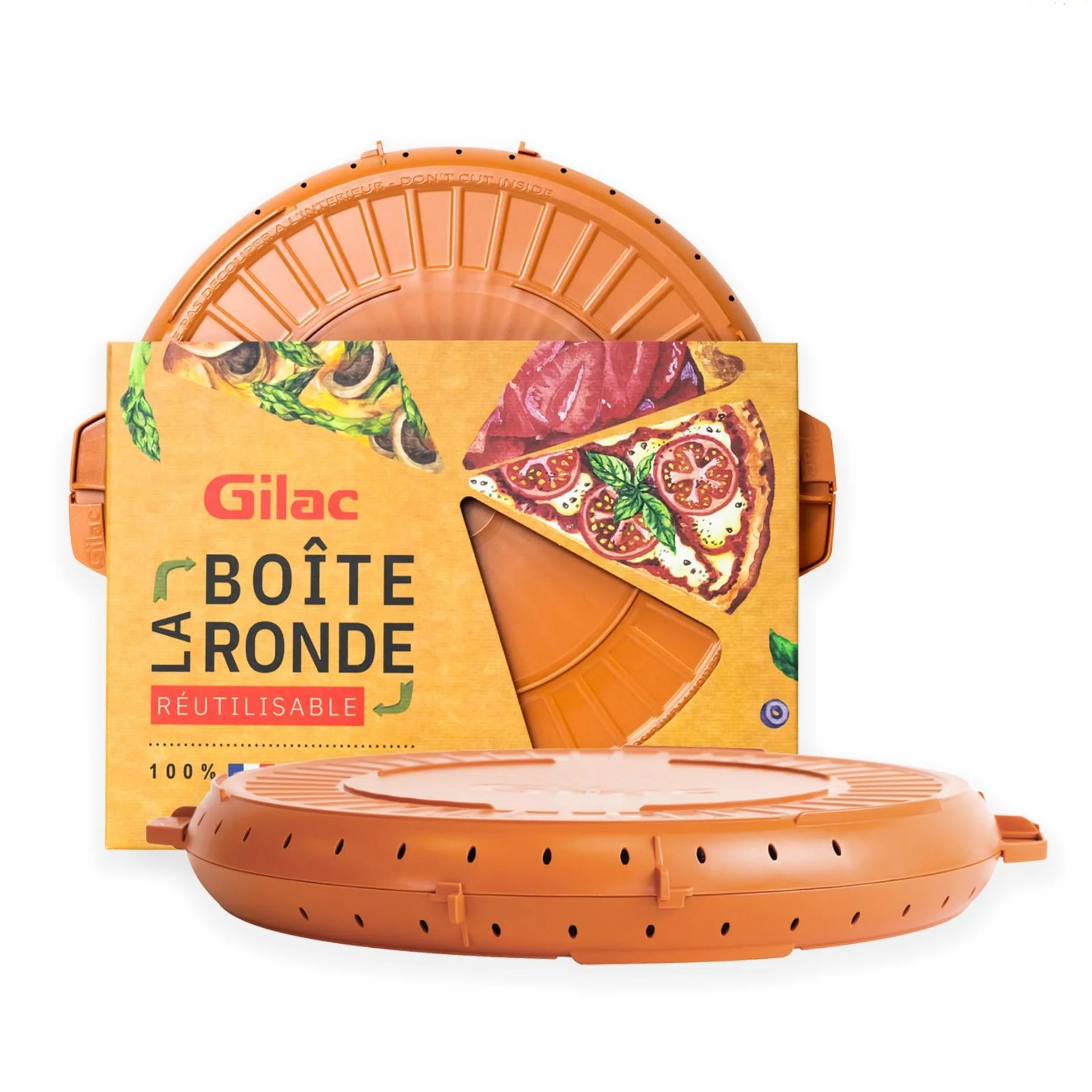 Gilac Contenitore per pizza riutilizzabile con coperchio Ø 33 cm plastica senza BPA