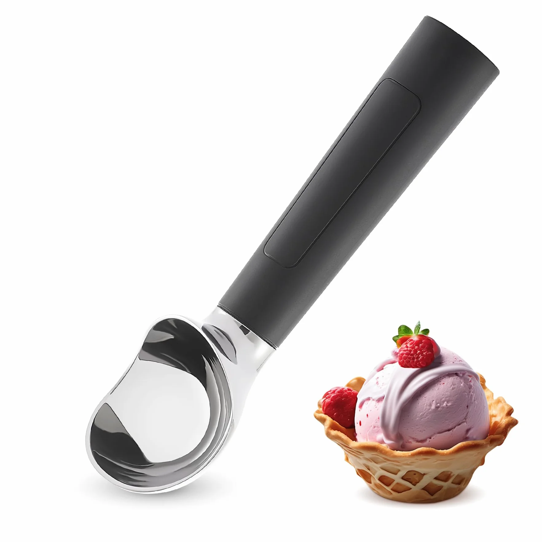Paletta per gelato riscaldata Ricaricabile, scooper per gelato elettrico con display LED, riscalda fino a 70°C per gelato duro, facile per anziani e bambini, impermeabile IP67 (Nero)