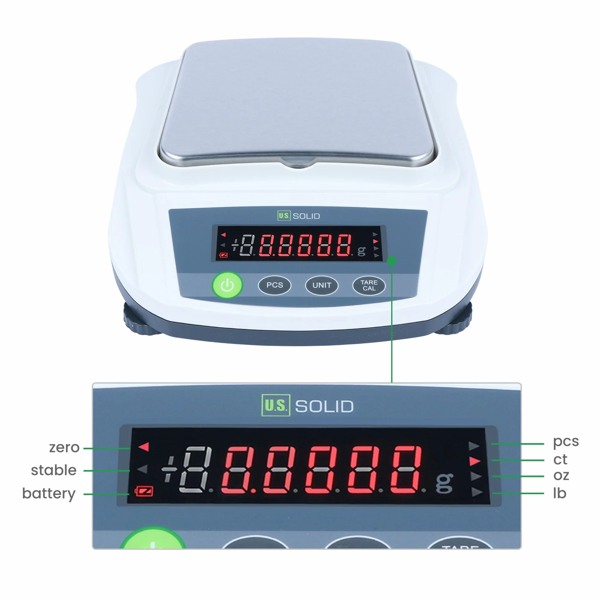 U.S. Solid Bilancia di precisione analitica digitale da laboratorio 2000 g x 0,01 g per cucina gioielli scienza