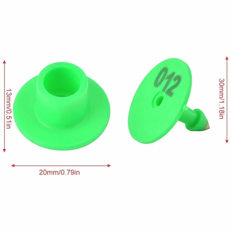 100 Pezzi Rotondi in Plastica per Bestiame, Numerate 1-100, Etichette per Orecchie per Bovini, Etichette per Orecchie per Bestiame, Per Bovini, Mucche, Cavalli, Suini, Pecore, Capre(Verde)