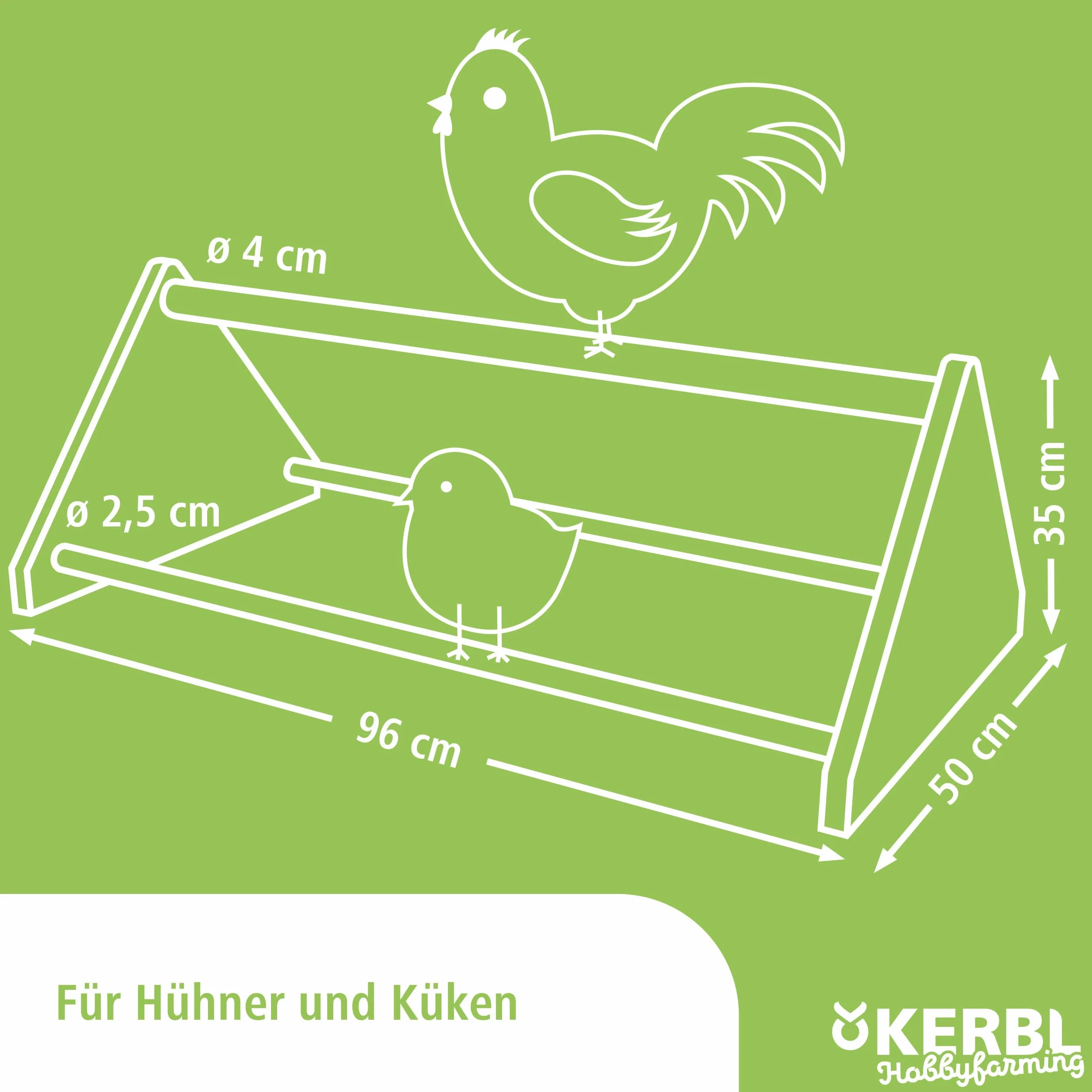 Kerbl Hobbyfarming Trespolo per polli 96x50x35cm Legno Rotondo