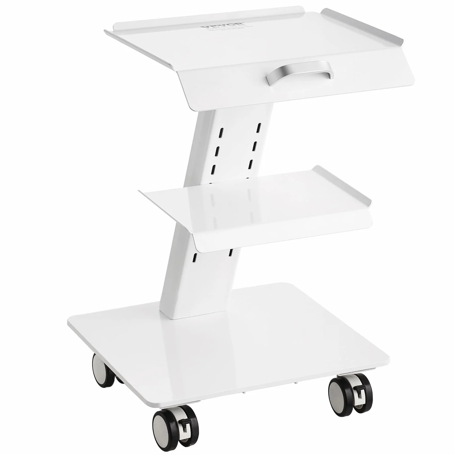 VEVOR Carrello da laboratorio, Carrello mobile in metallo con ruote girevoli, Carrello da clinica con vassoio con capacità di peso di 220 libbre, per laboratorio, clinica, bellezza e salone
