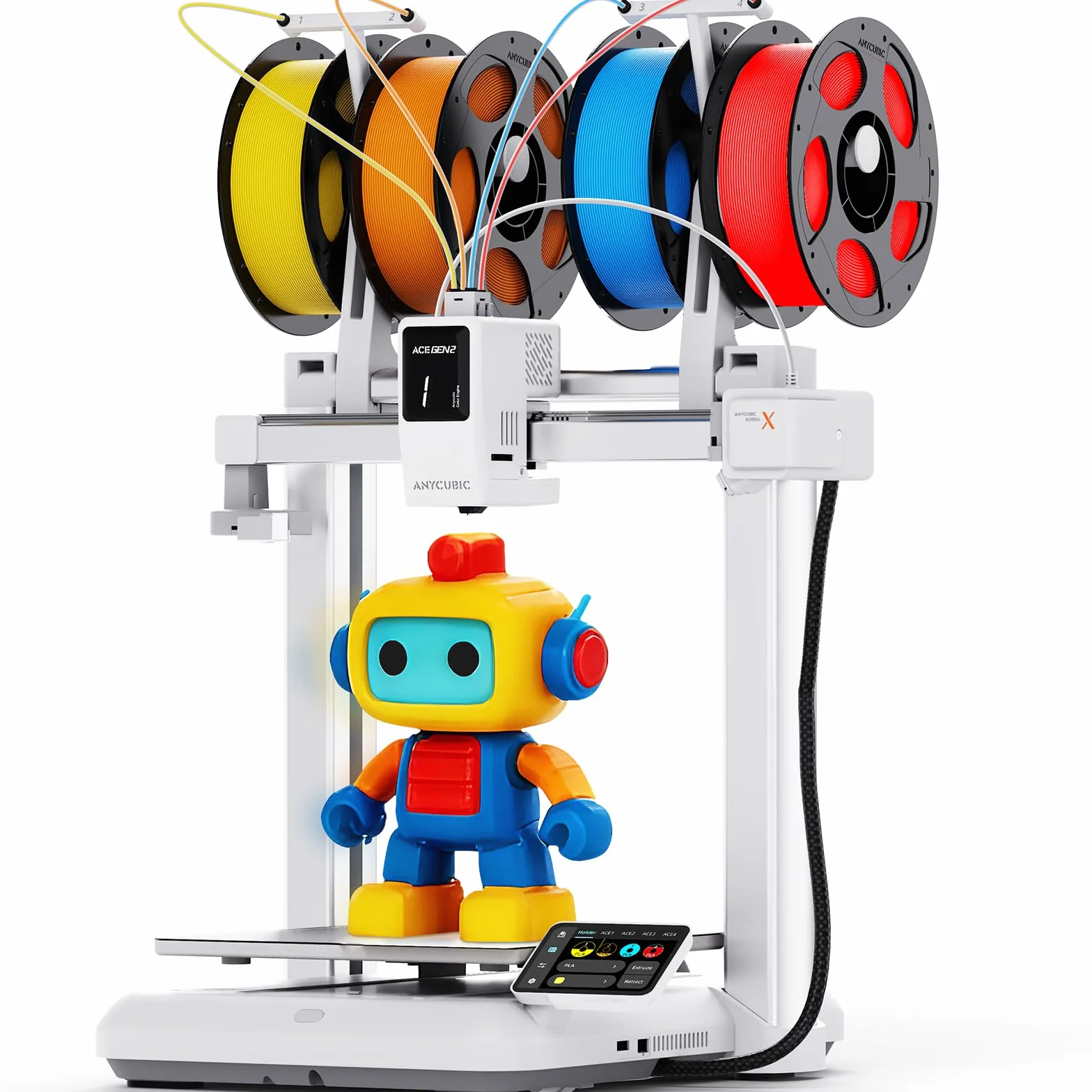 Anycubic Kobra X Multicolore Stampante 3D, Stampa a 4 Colori, Velocità 600 mm/s, Fotocamera Integrata, Rilevamento AI, 19 Colori con 4 ACE 2 Pro