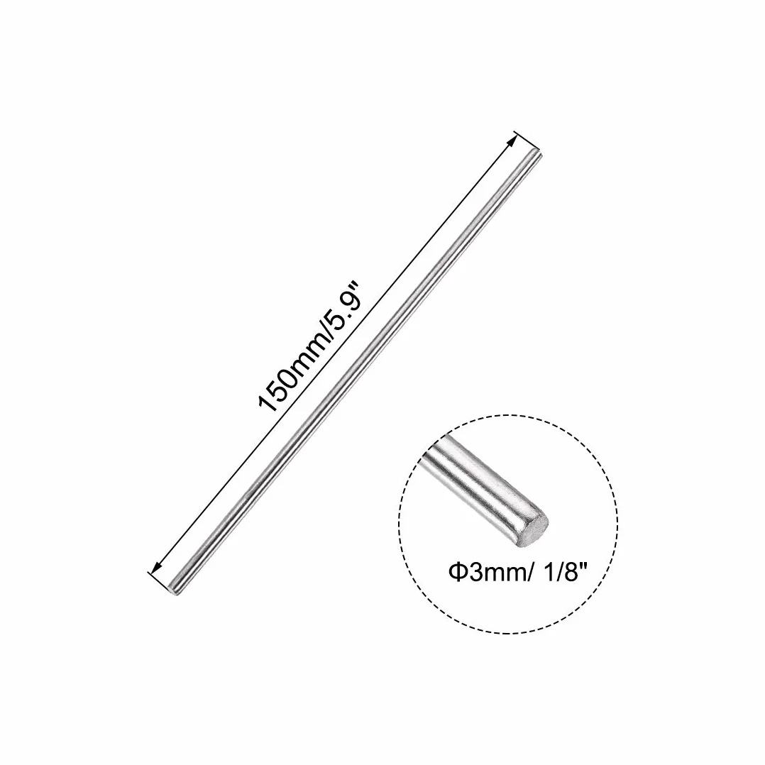 Asta rotonda in acciaio inox 304, 3 mm x 150 mm, 5 pezzi