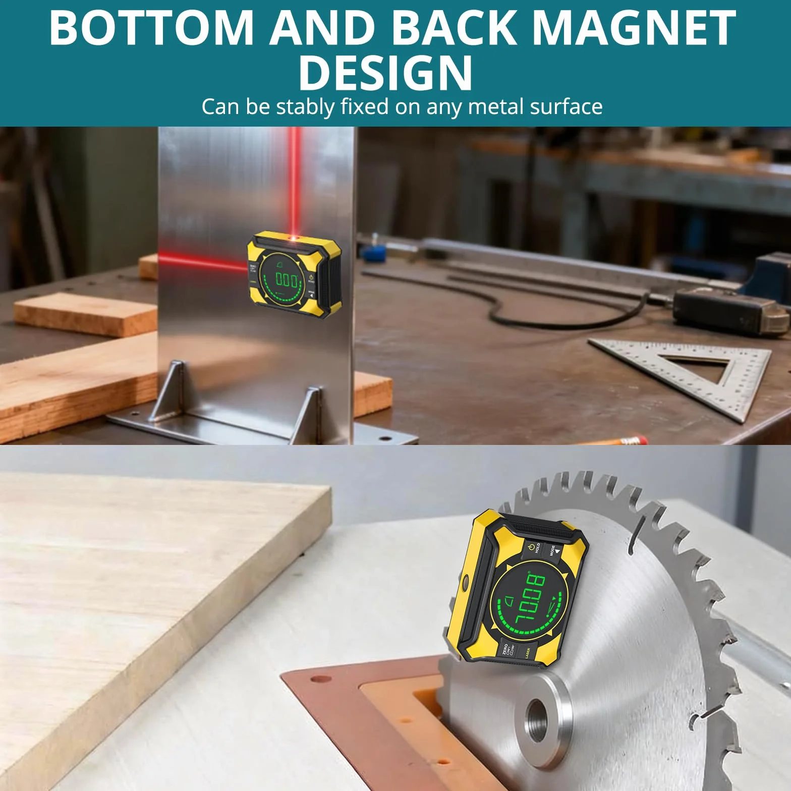 Angolometro digitale magnetico con doppio laser ±0,1° ad alta precisione 3 in 1 ricaricabile