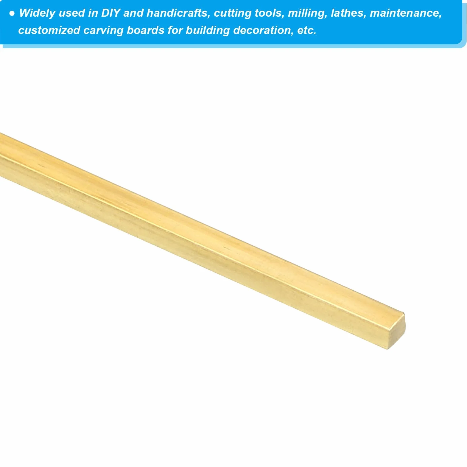 PATIKIL Barra Quadrata in Ottone C360 0,1x0,1", Lunghezza 11,81", Materiale Piatto Massiccio per Artigianato Manutenzione Decorazione Elettrica e Architettonica, Ottone